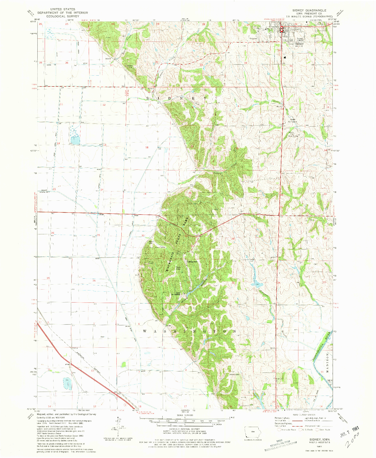 USGS 1:24000-SCALE QUADRANGLE FOR SIDNEY, IA 1981