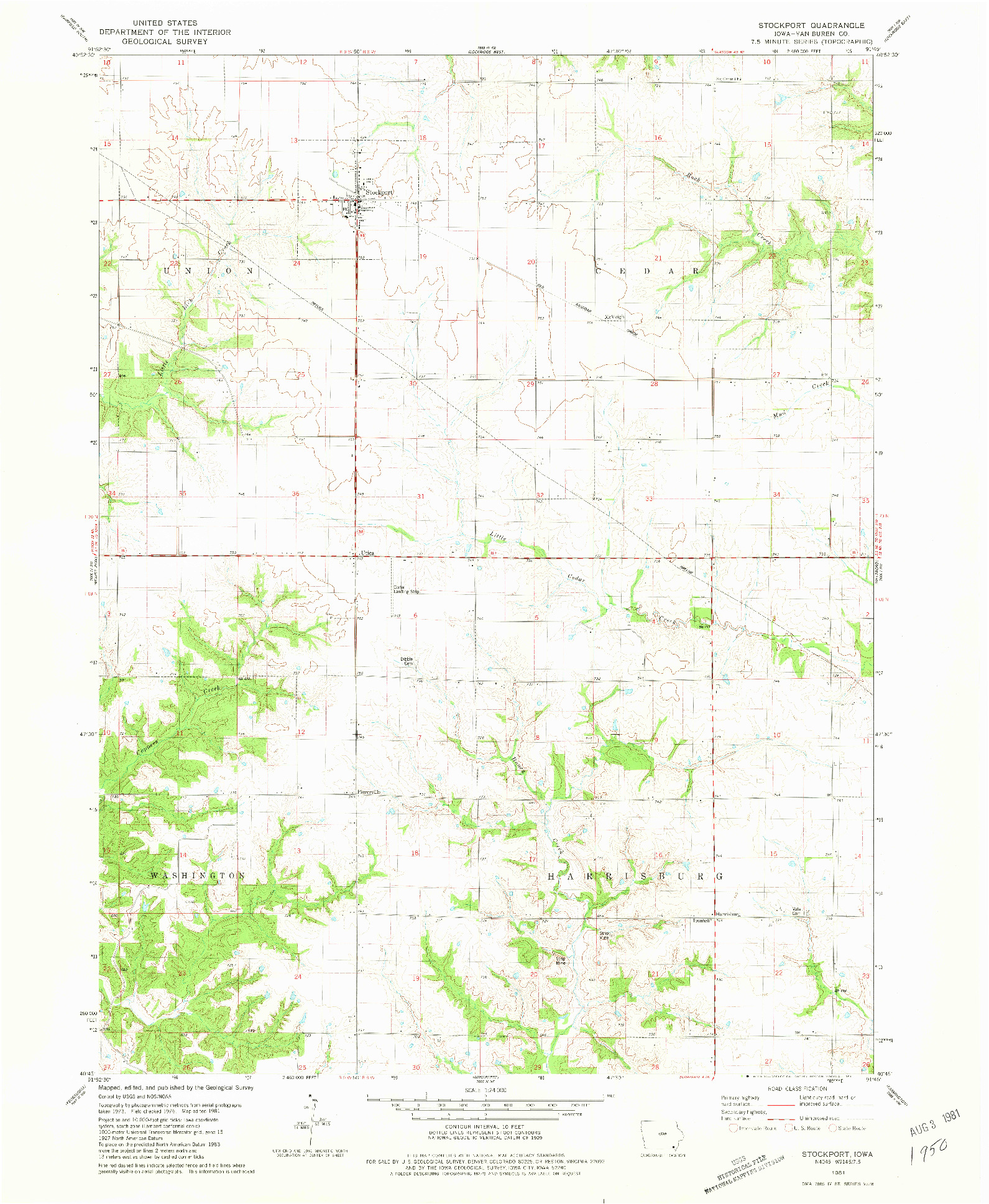 USGS 1:24000-SCALE QUADRANGLE FOR STOCKPORT, IA 1981