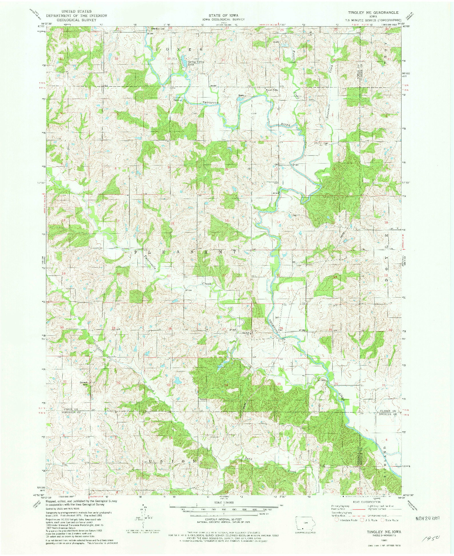 USGS 1:24000-SCALE QUADRANGLE FOR TINGLEY NE, IA 1981