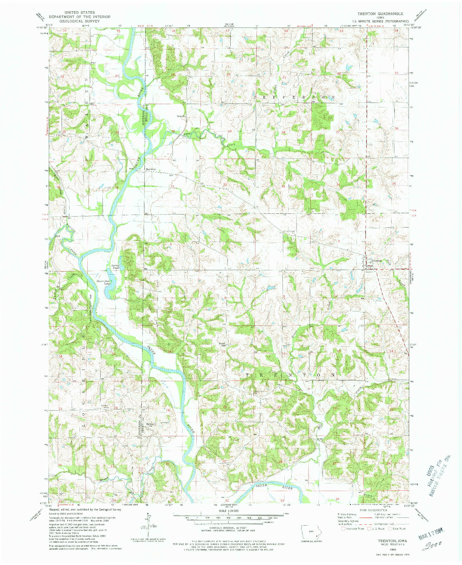 USGS 1:24000-SCALE QUADRANGLE FOR TRENTON, IA 1980