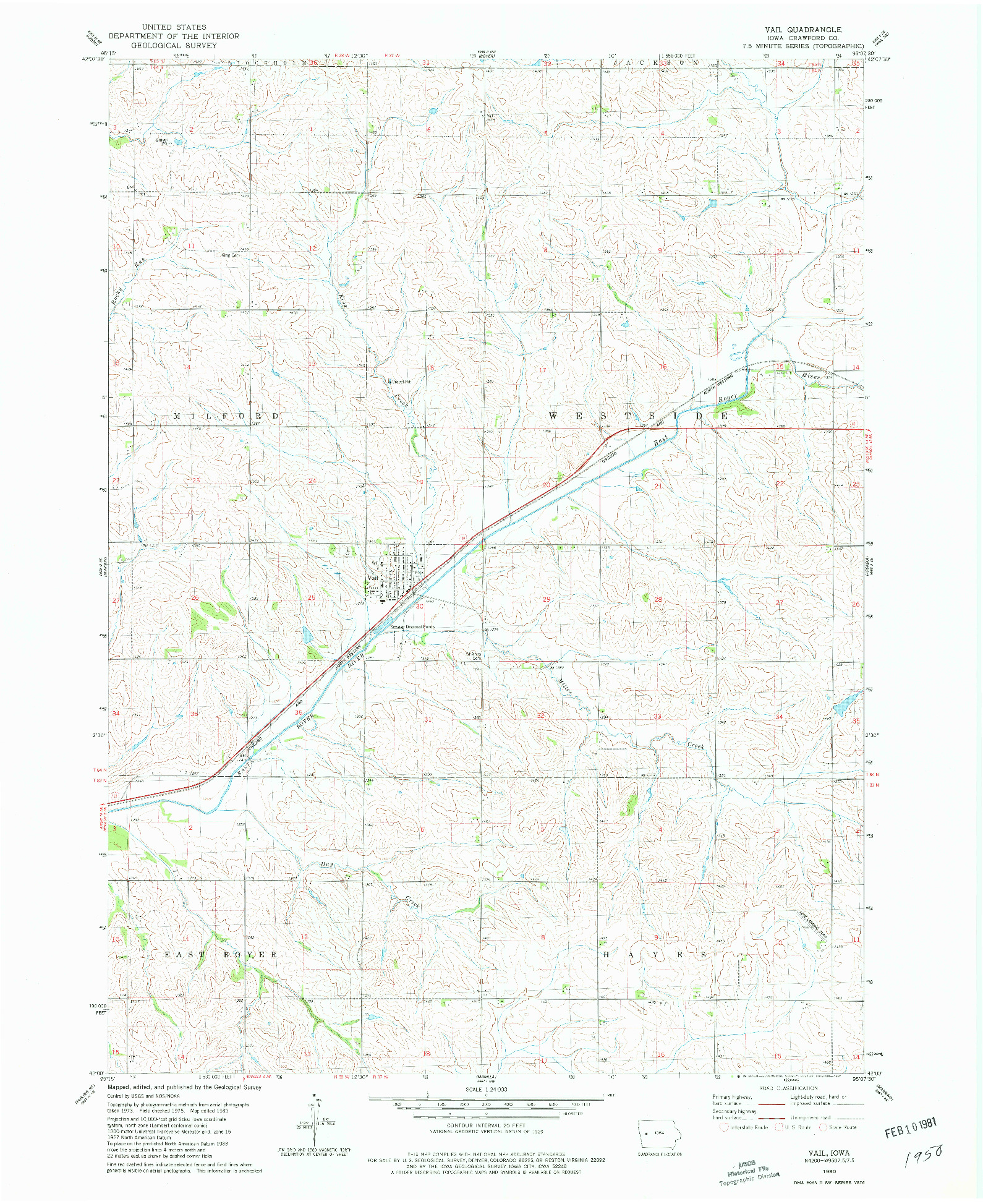 USGS 1:24000-SCALE QUADRANGLE FOR VAIL, IA 1980