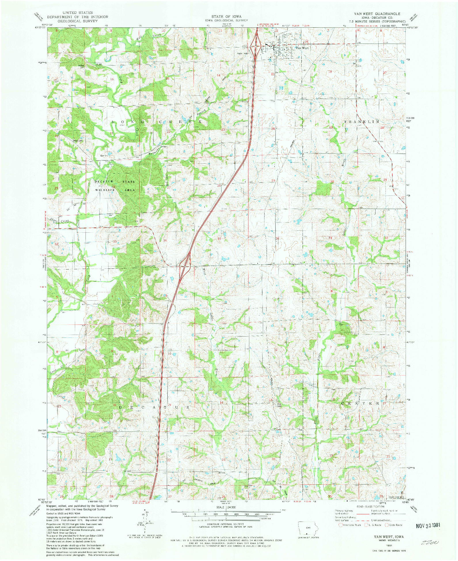 USGS 1:24000-SCALE QUADRANGLE FOR VAN WERT, IA 1981