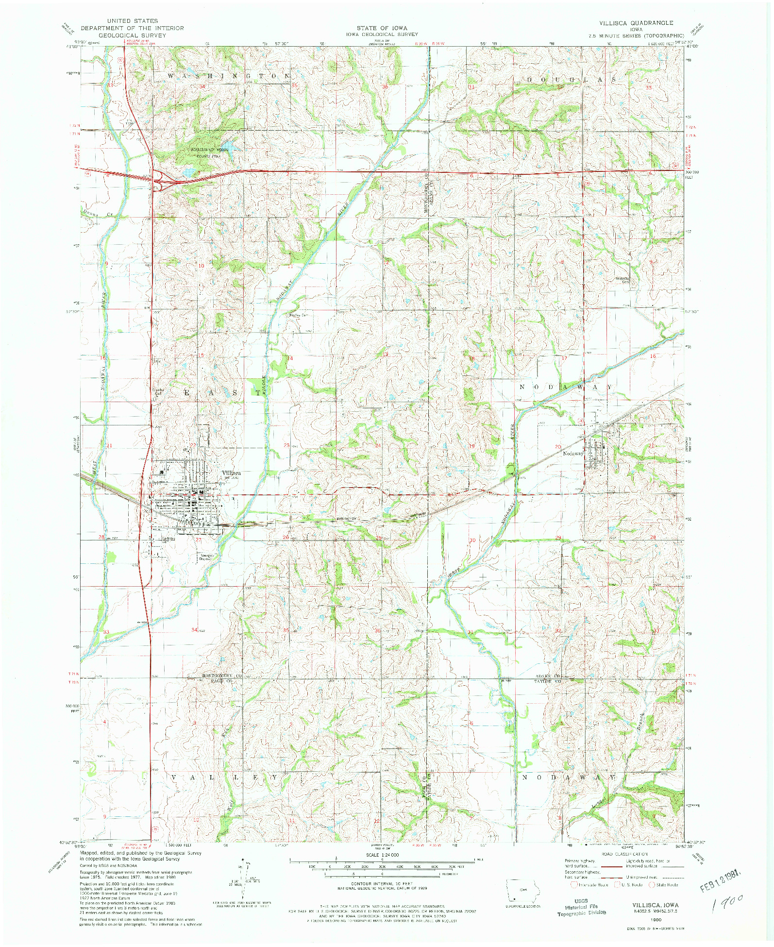 USGS 1:24000-SCALE QUADRANGLE FOR VILLISCA, IA 1980