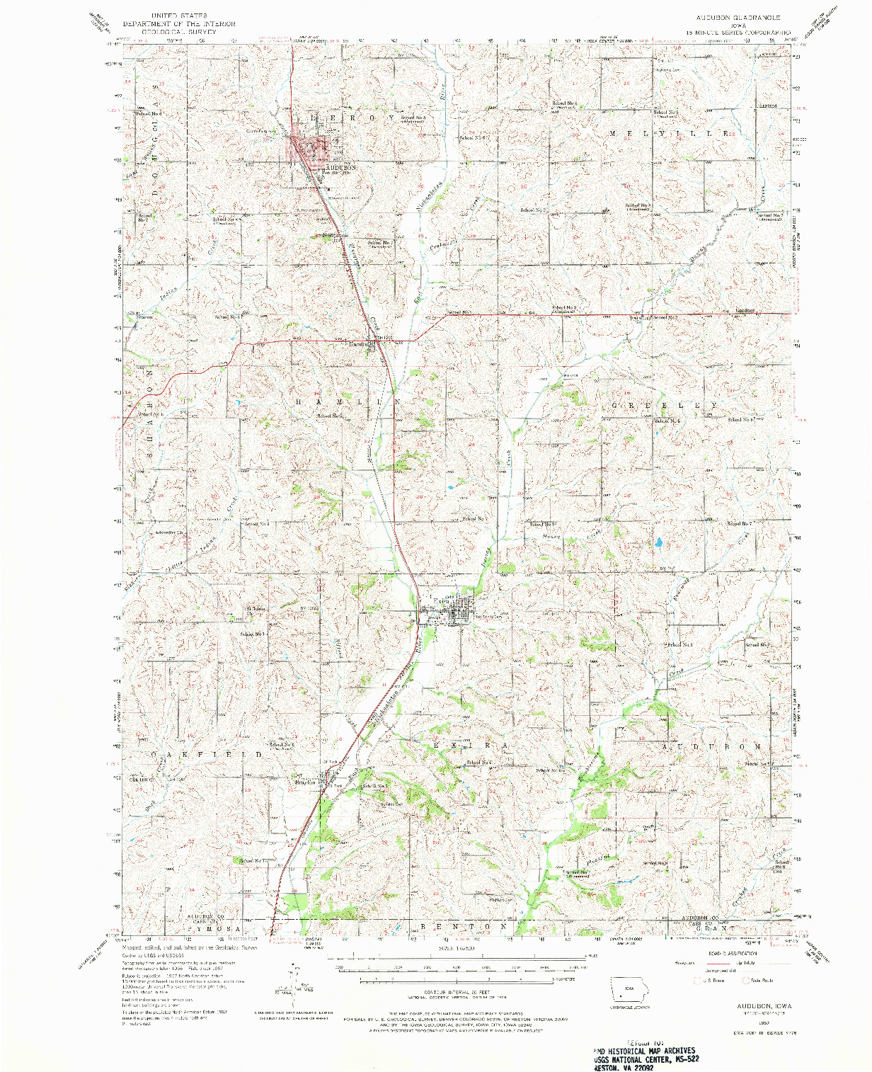 USGS 1:62500-SCALE QUADRANGLE FOR AUDUBON, IA 1957