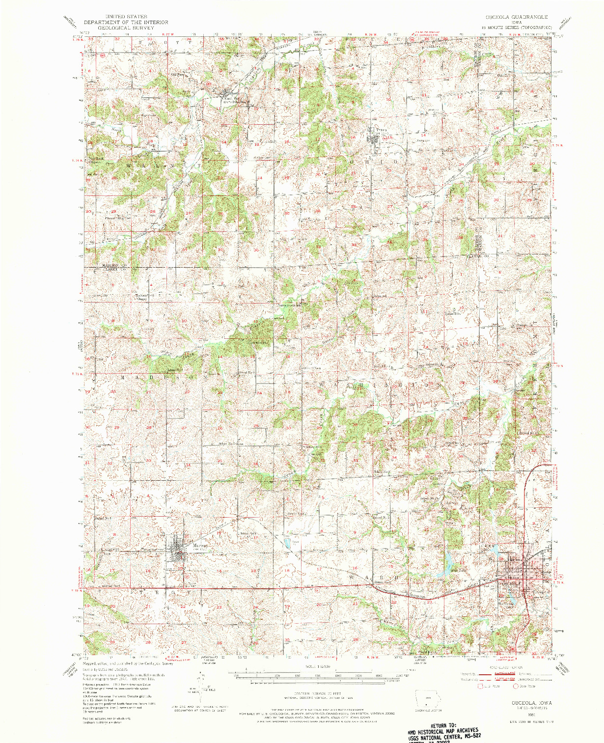 USGS 1:62500-SCALE QUADRANGLE FOR OSCEOLA, IA 1951