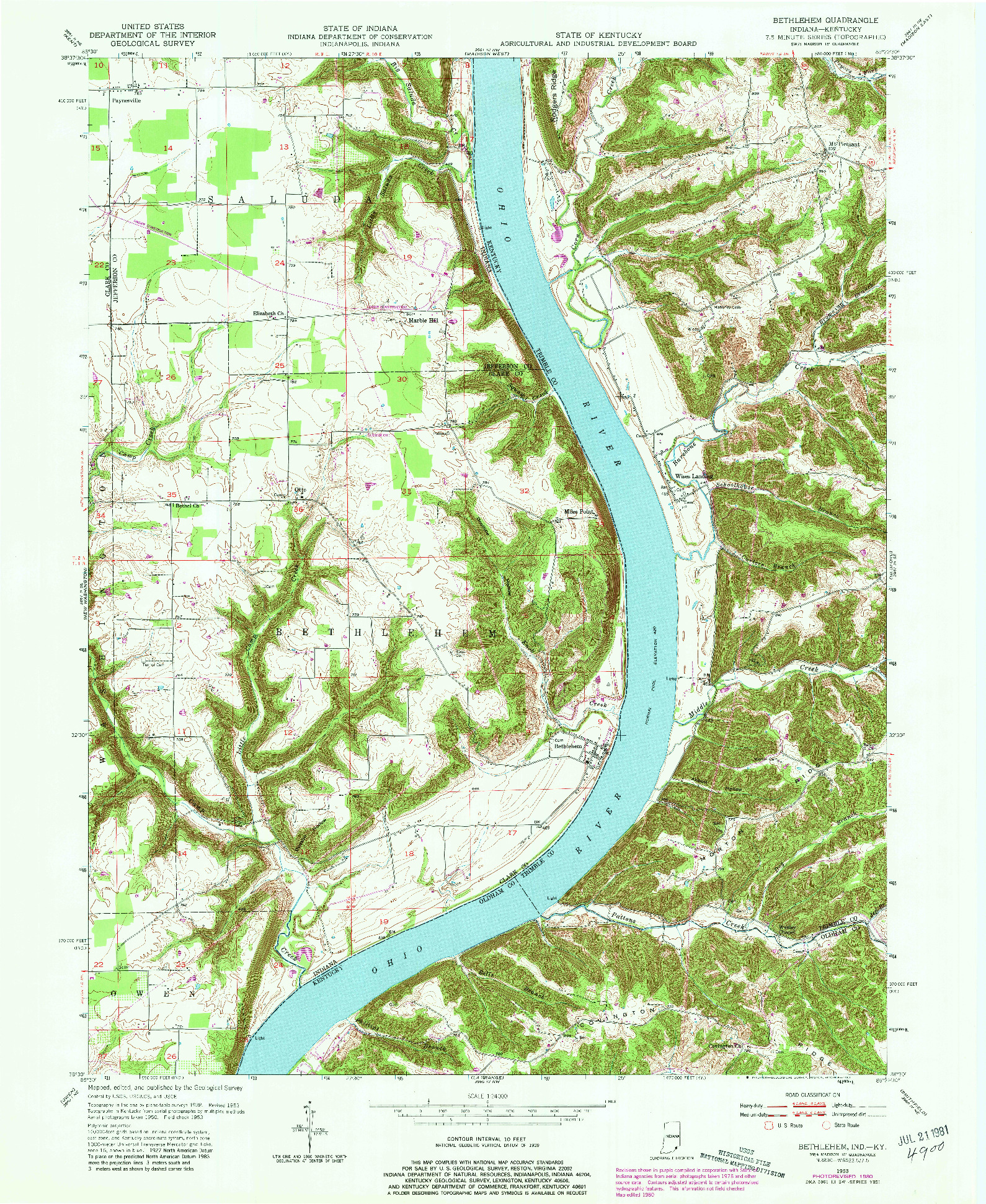 USGS 1:24000-SCALE QUADRANGLE FOR BETHLEHEM, IN 1953