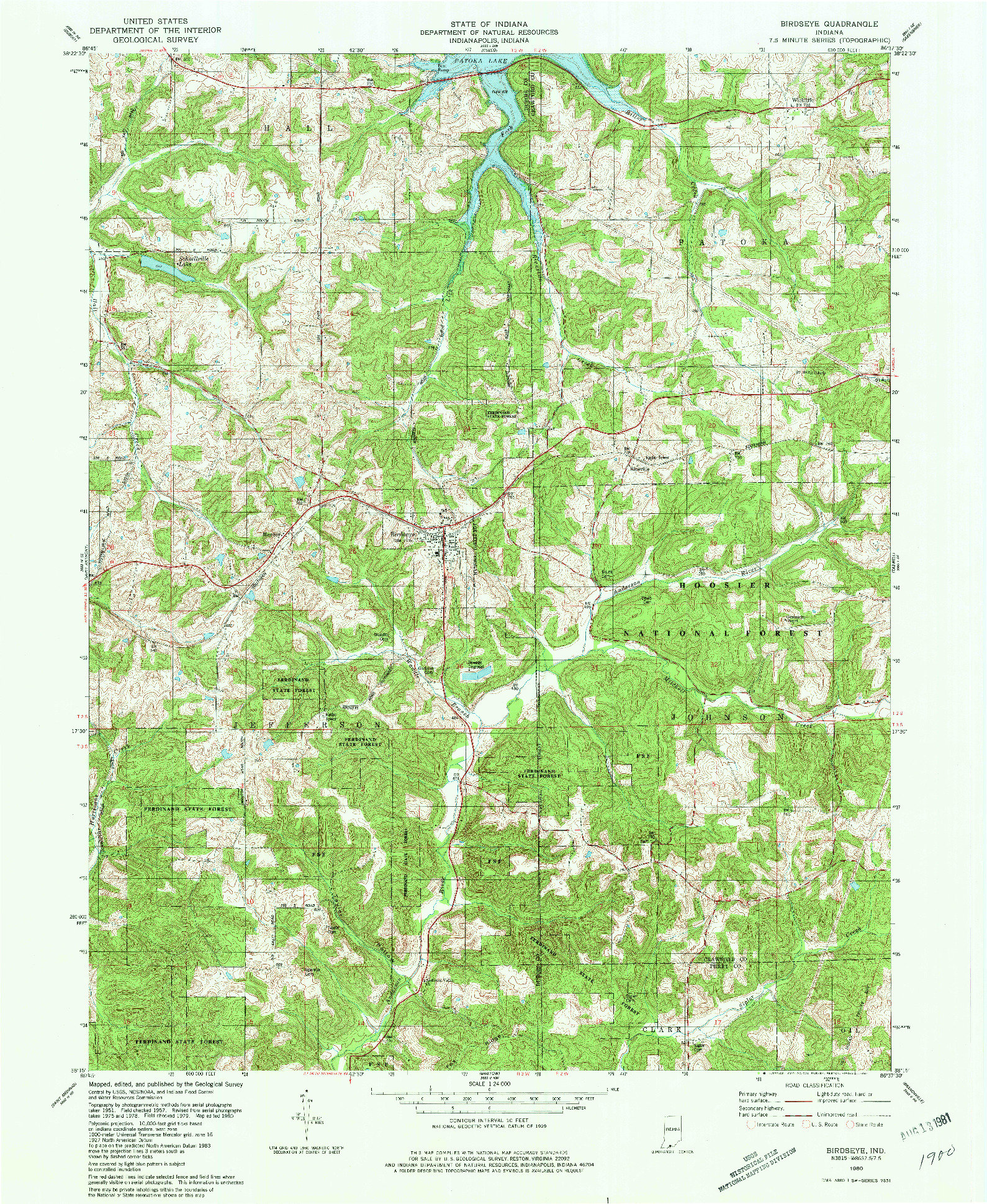 USGS 1:24000-SCALE QUADRANGLE FOR BIRDSEYE, IN 1980