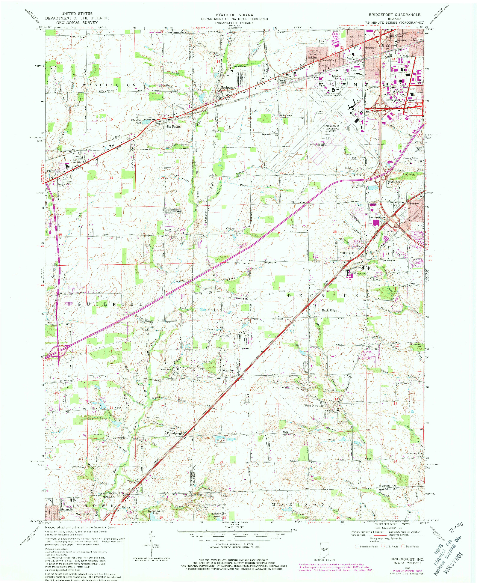 USGS 1:24000-SCALE QUADRANGLE FOR BRIDGEPORT, IN 1966