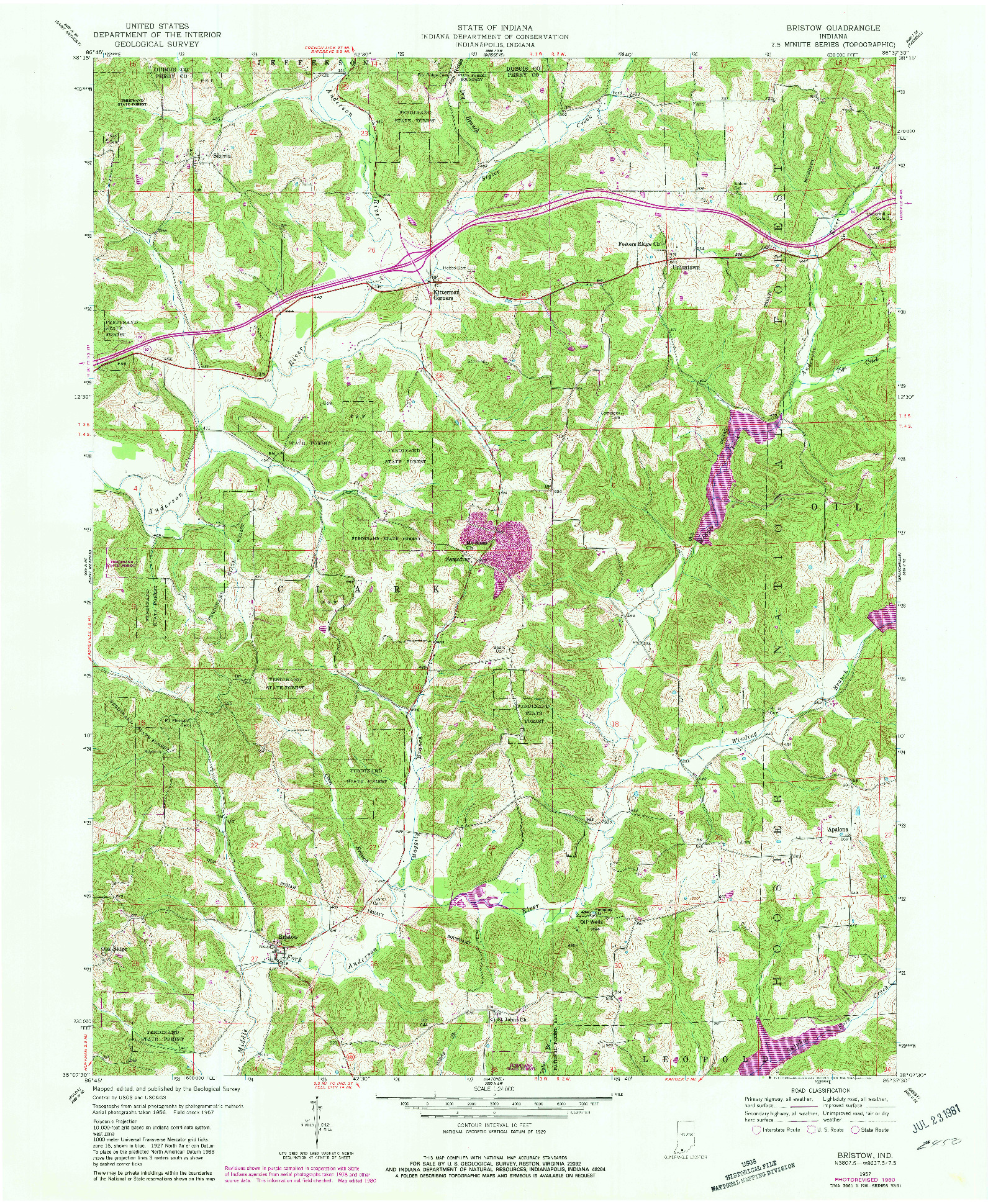 USGS 1:24000-SCALE QUADRANGLE FOR BRISTOW, IN 1957