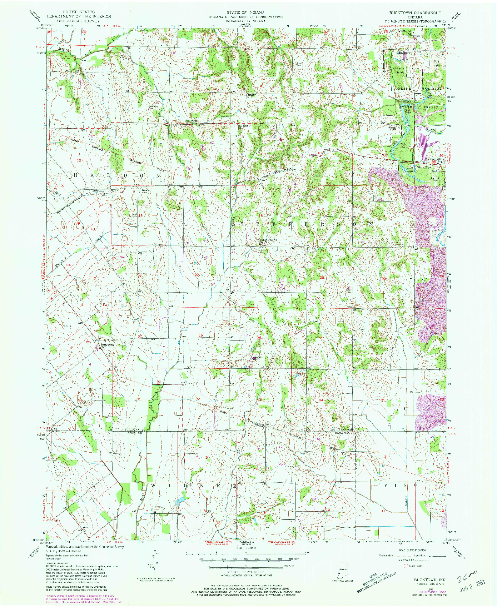 USGS 1:24000-SCALE QUADRANGLE FOR BUCKTOWN, IN 1957