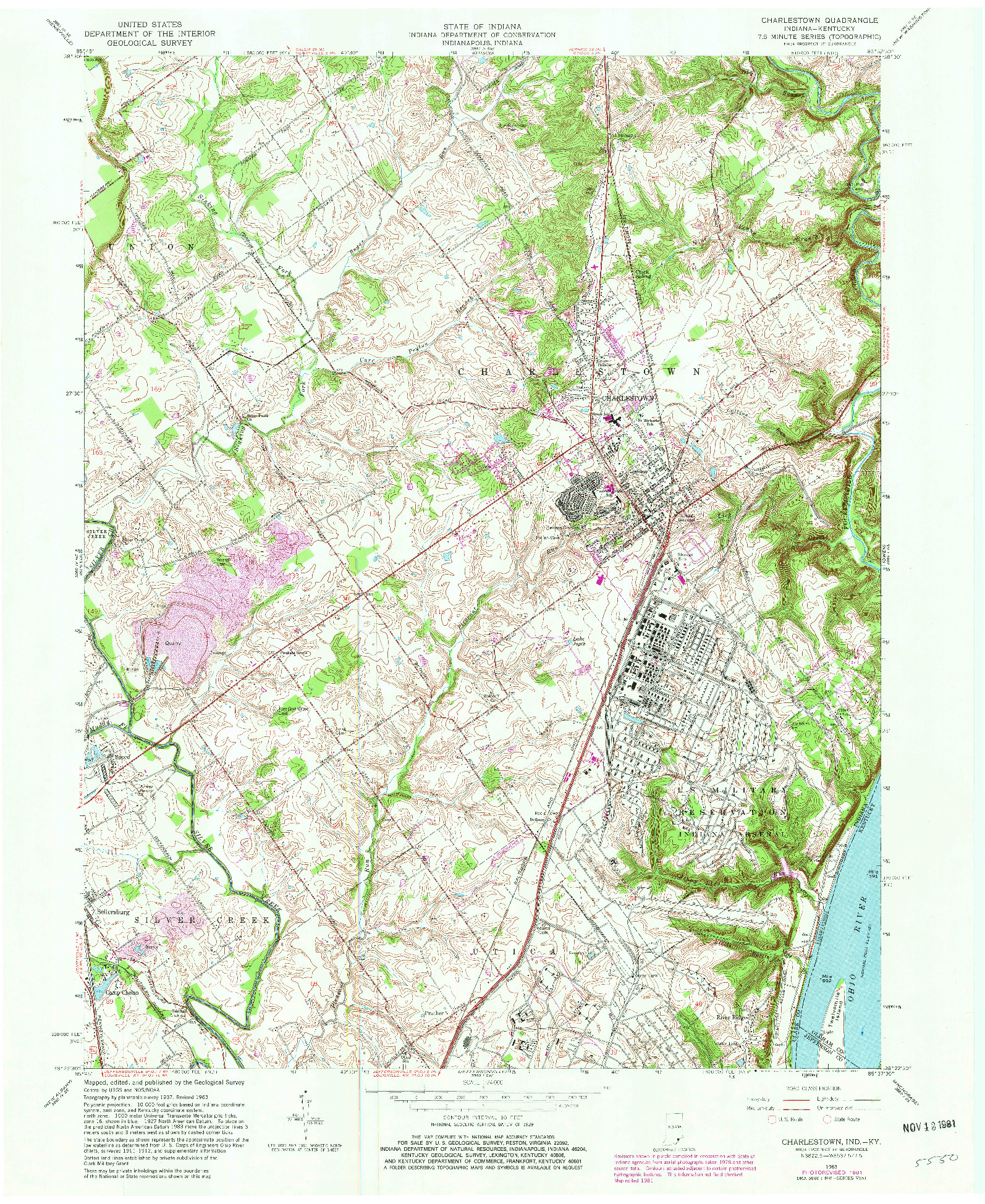 USGS 1:24000-SCALE QUADRANGLE FOR CHARLESTOWN, IN 1963