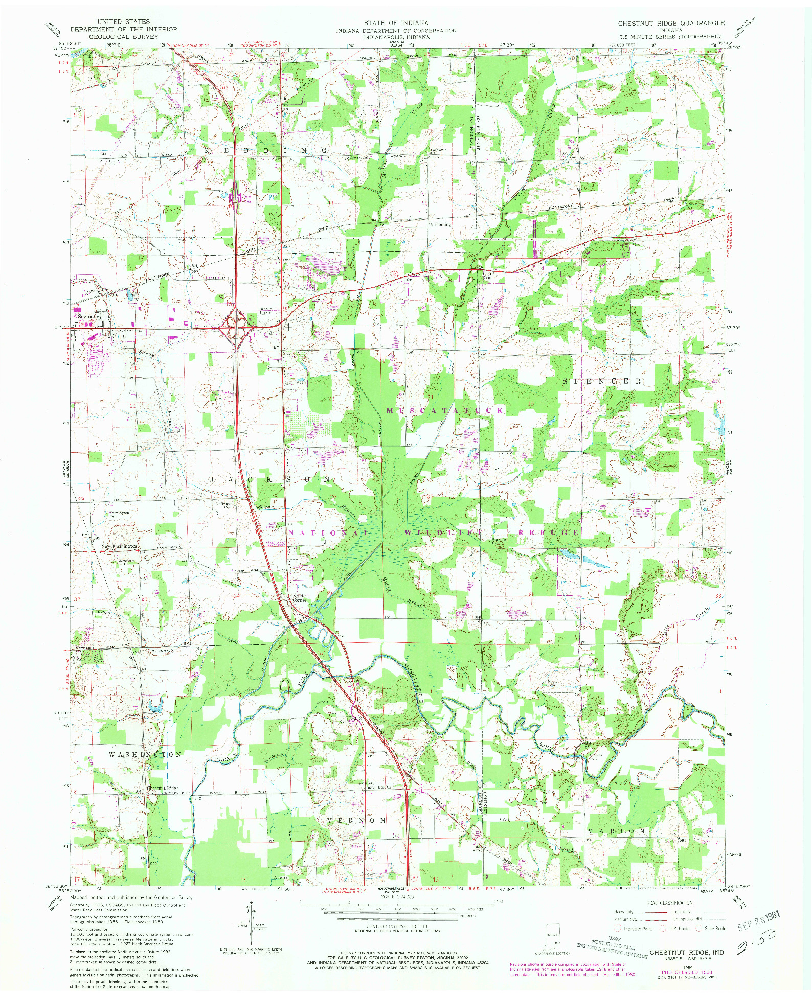 USGS 1:24000-SCALE QUADRANGLE FOR CHESTNUT RIDGE, IN 1959