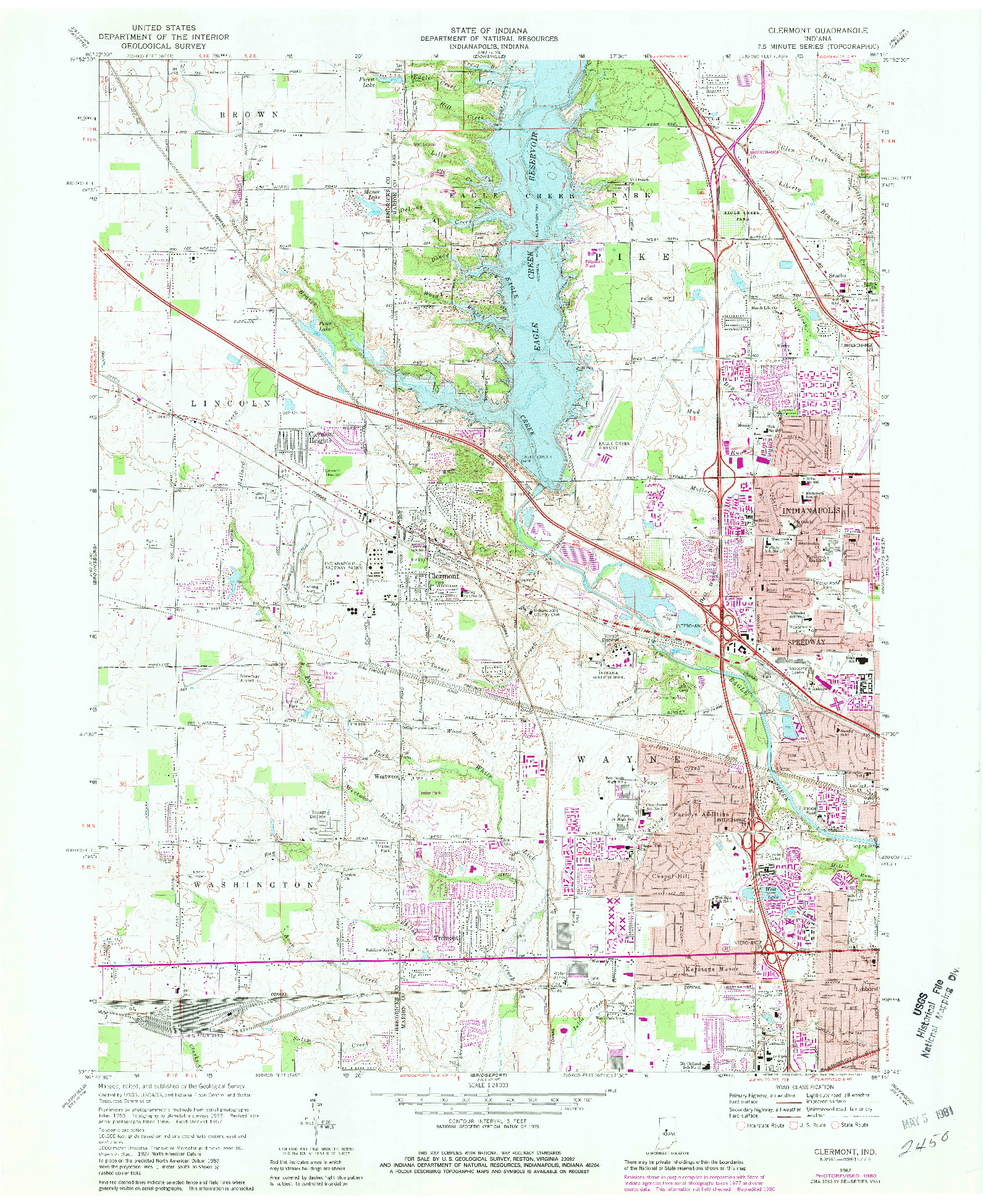 USGS 1:24000-SCALE QUADRANGLE FOR CLERMONT, IN 1967