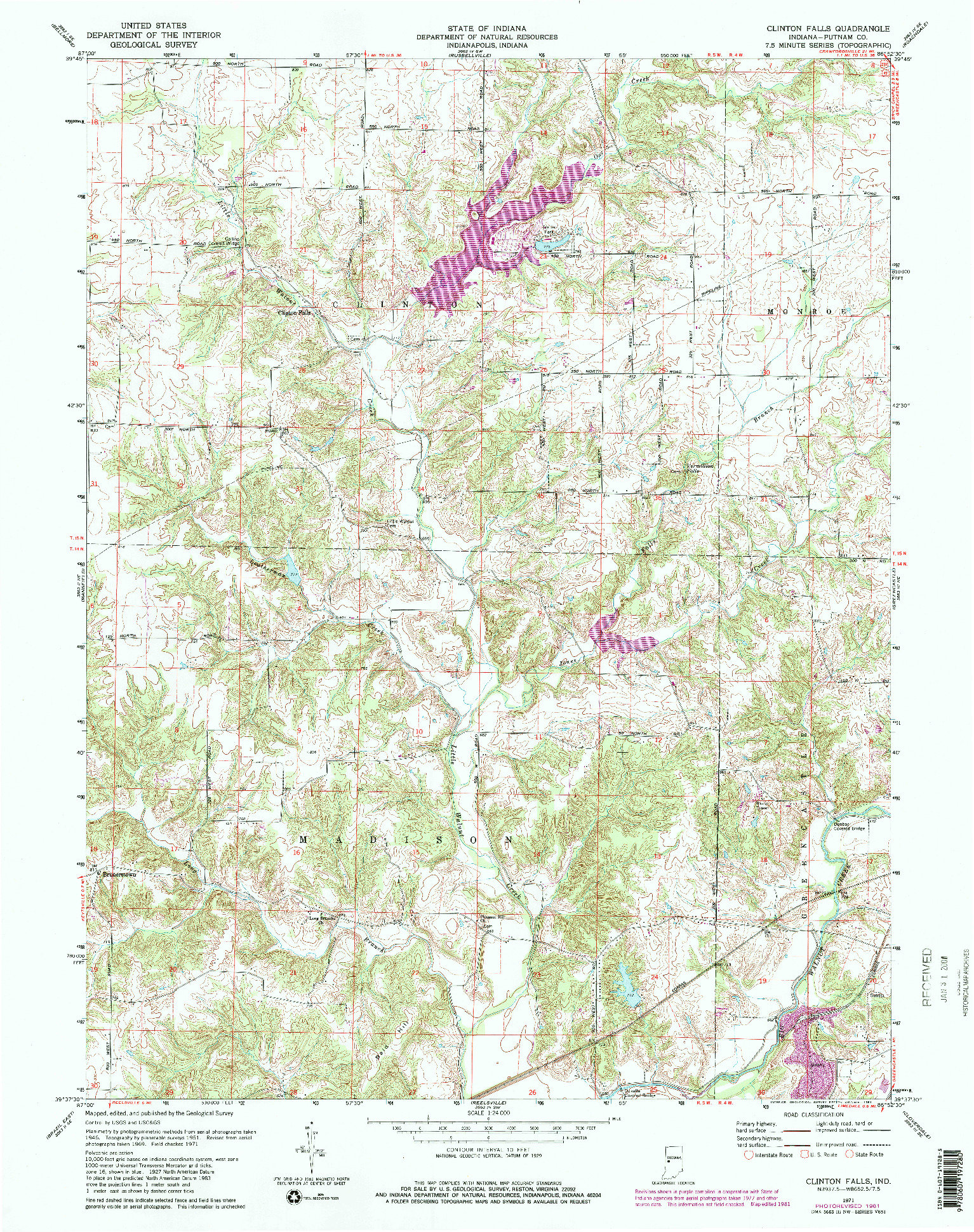 USGS 1:24000-SCALE QUADRANGLE FOR CLINTON FALLS, IN 1971