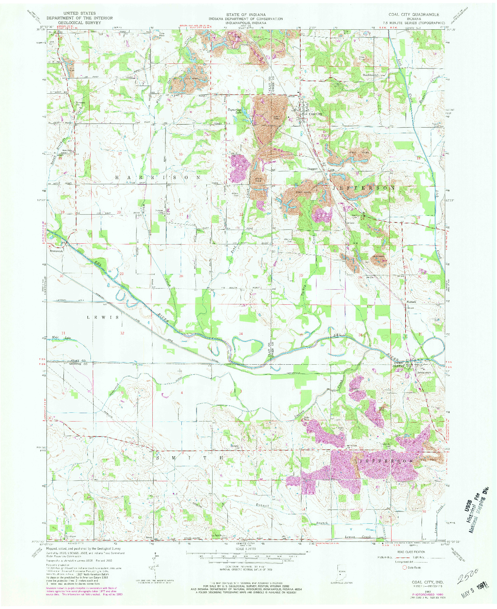 USGS 1:24000-SCALE QUADRANGLE FOR COAL CITY, IN 1963