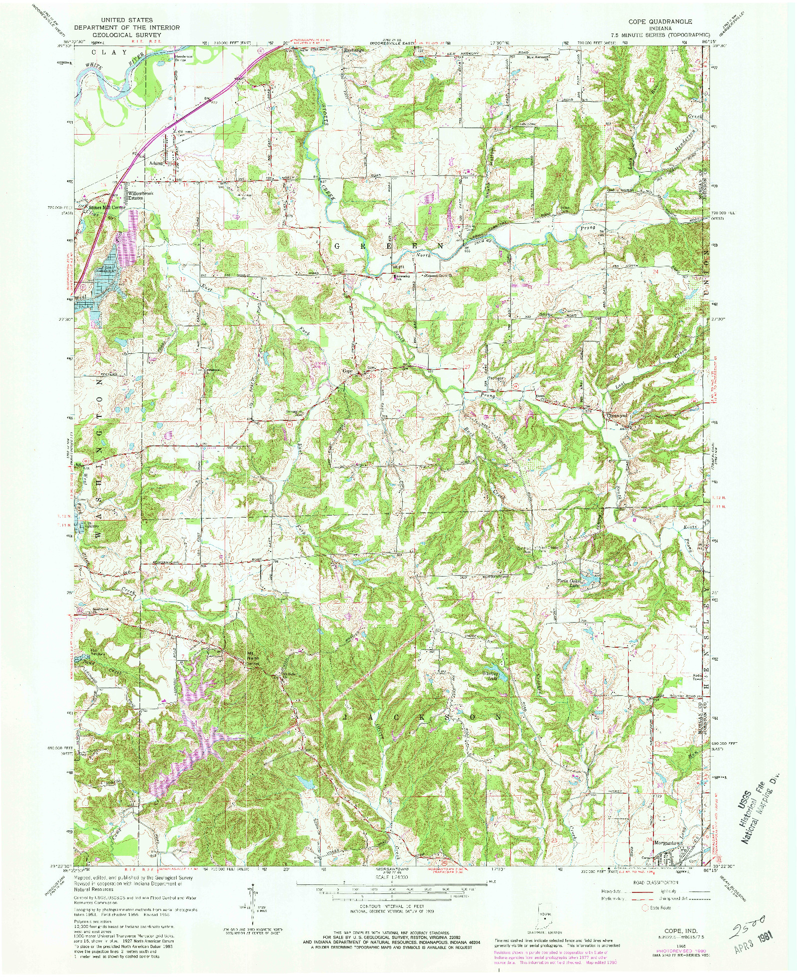 USGS 1:24000-SCALE QUADRANGLE FOR COPE, IN 1965