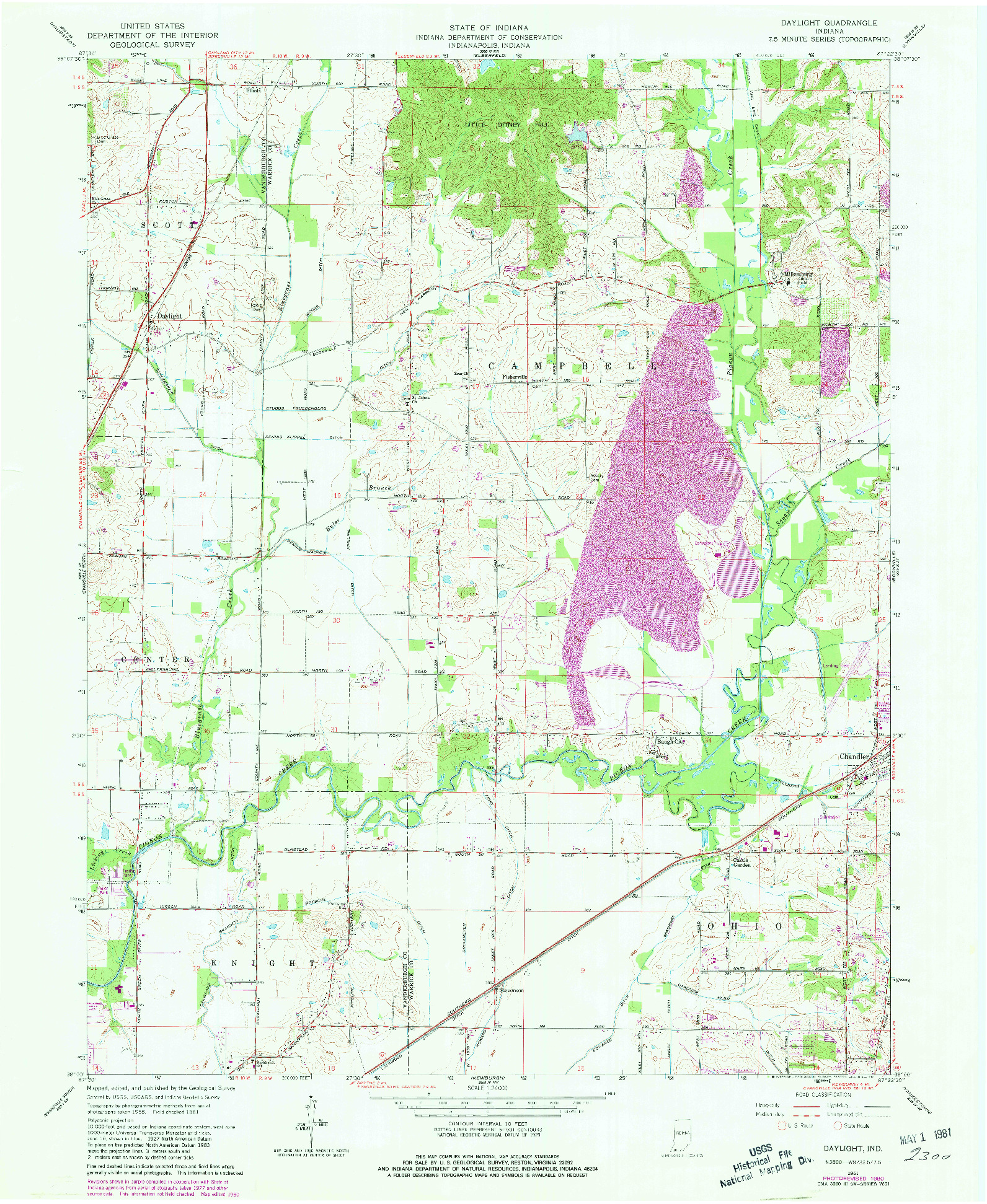 USGS 1:24000-SCALE QUADRANGLE FOR DAYLIGHT, IN 1961