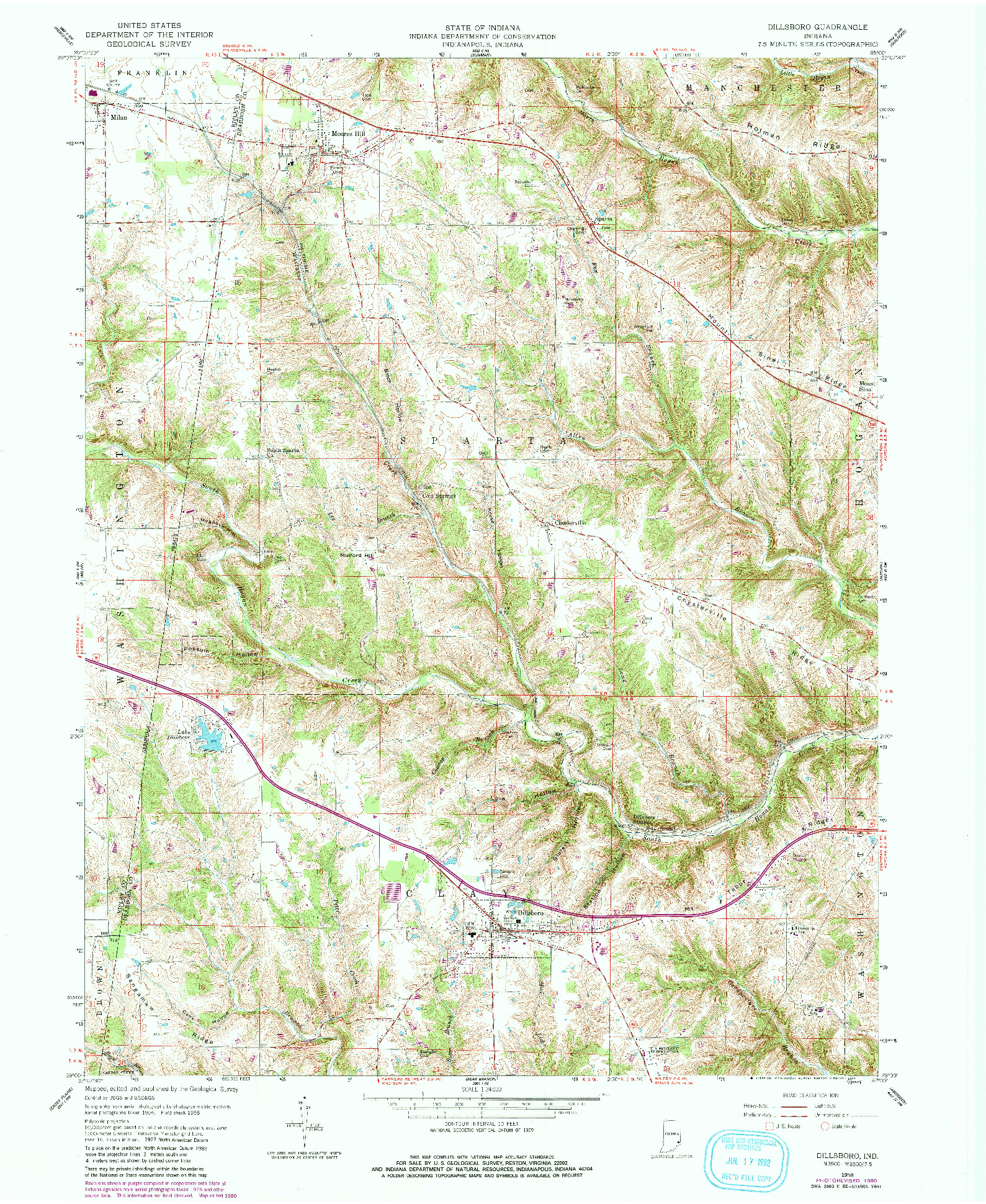 USGS 1:24000-SCALE QUADRANGLE FOR DILLSBORO, IN 1958