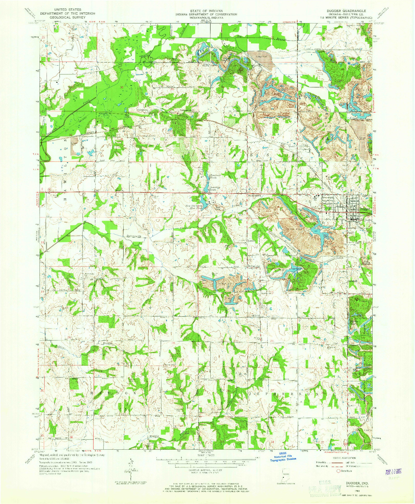 USGS 1:24000-SCALE QUADRANGLE FOR DUGGER, IN 1963