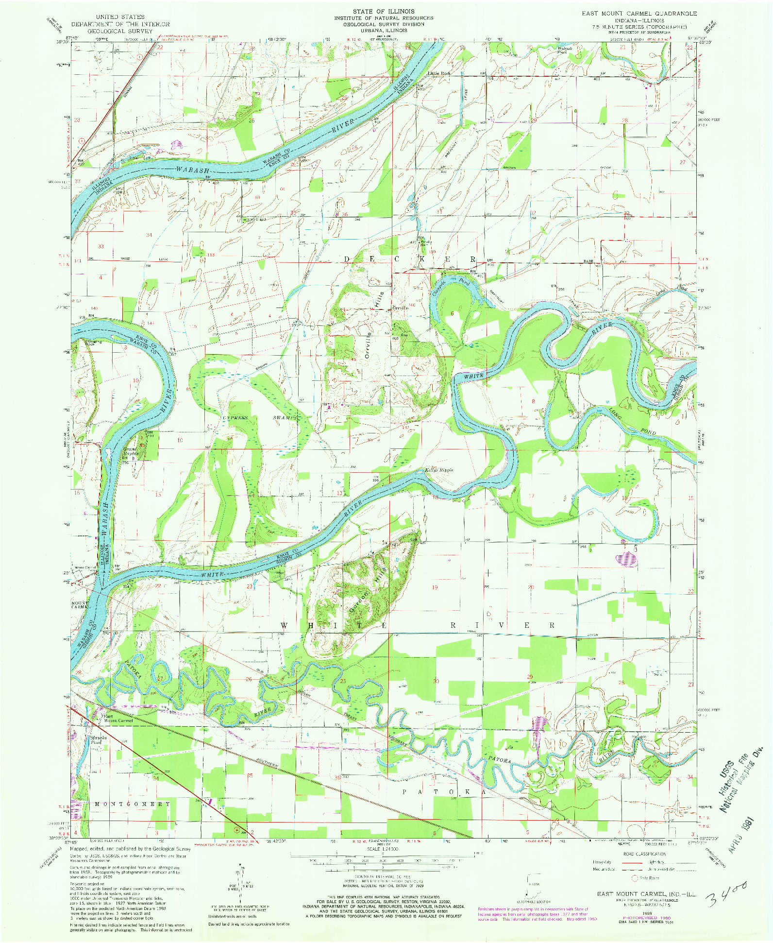 USGS 1:24000-SCALE QUADRANGLE FOR EAST MOUNT CARMEL, IN 1959