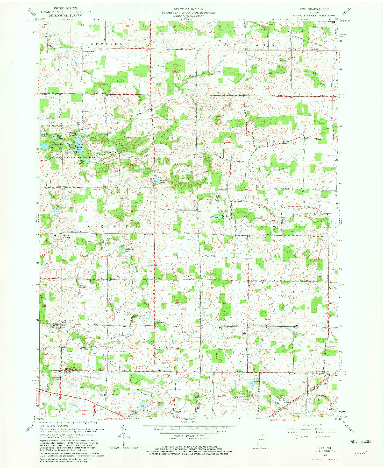 USGS 1:24000-SCALE QUADRANGLE FOR EGE, IN 1965