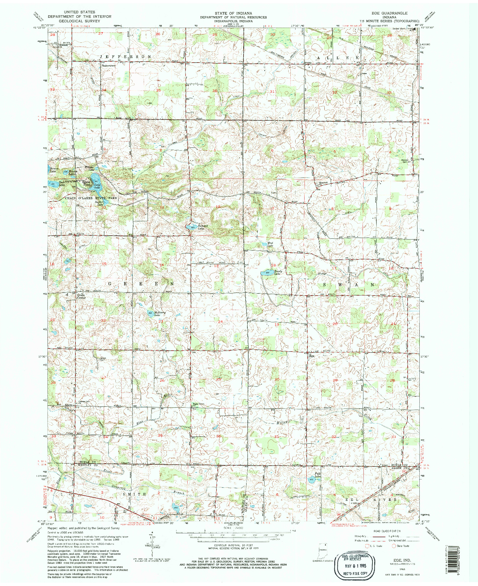 USGS 1:24000-SCALE QUADRANGLE FOR EGE, IN 1965