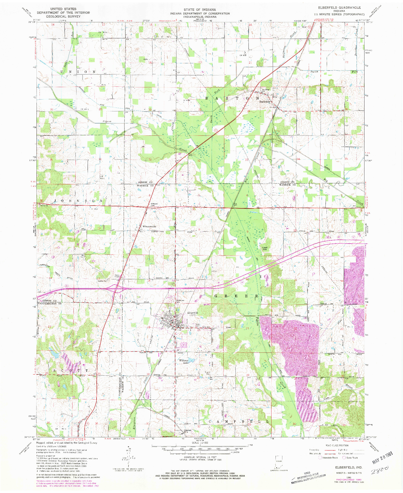 USGS 1:24000-SCALE QUADRANGLE FOR ELBERFELD, IN 1961