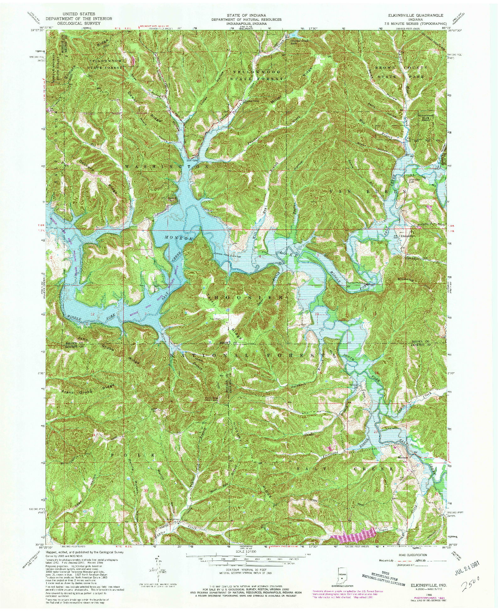 USGS 1:24000-SCALE QUADRANGLE FOR ELKINSVILLE, IN 1966