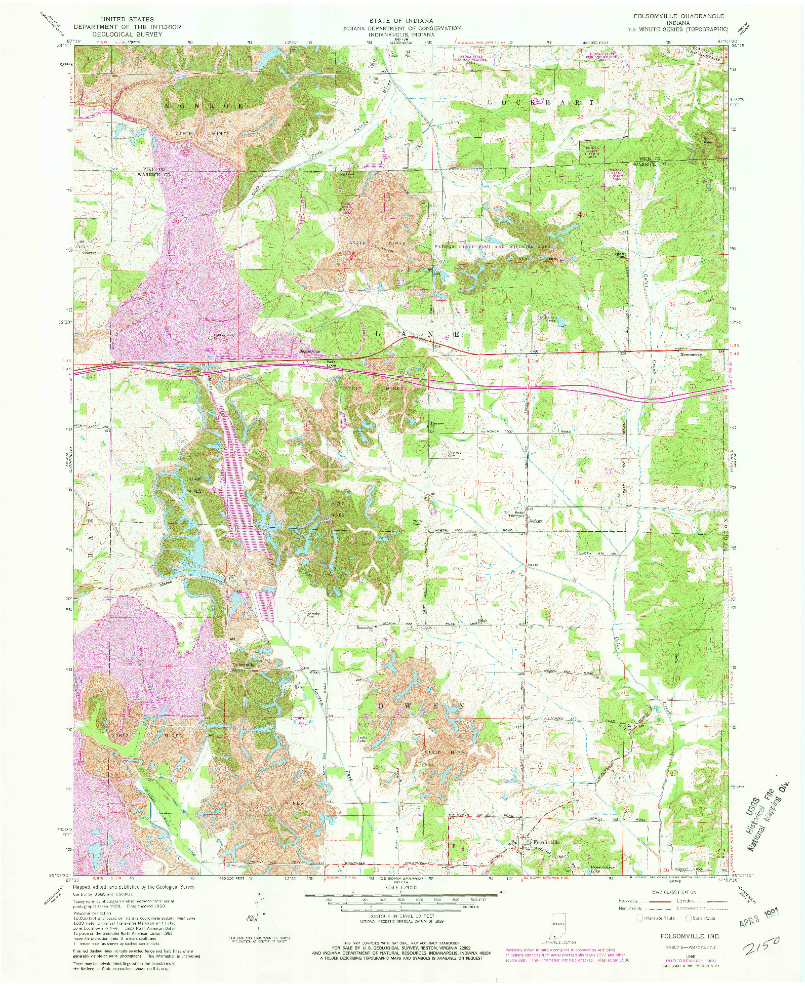 USGS 1:24000-SCALE QUADRANGLE FOR FOLSOMVILLE, IN 1960