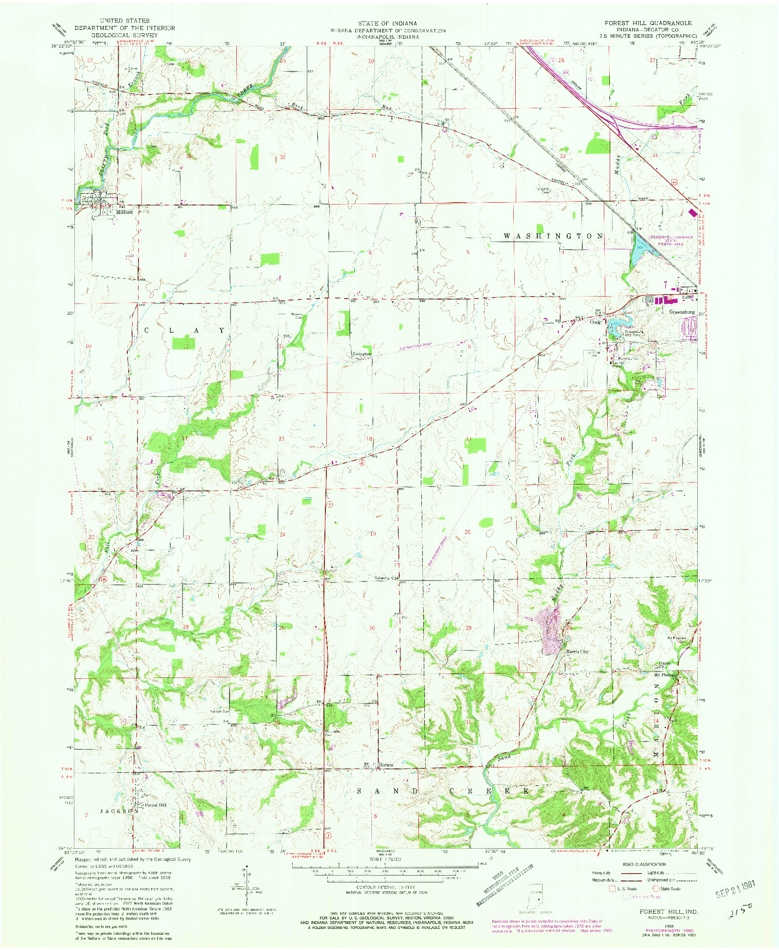 USGS 1:24000-SCALE QUADRANGLE FOR FOREST HILL, IN 1958