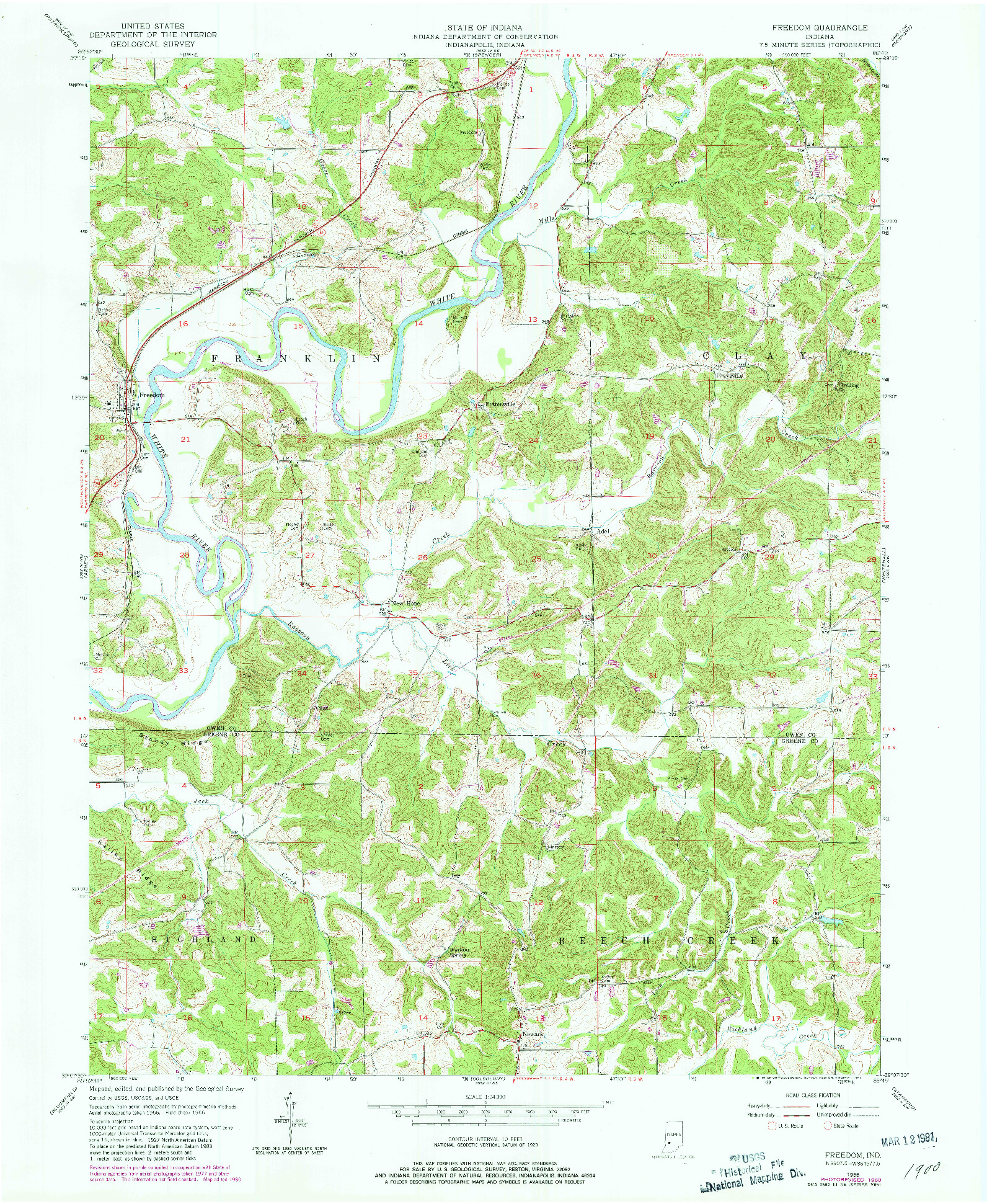 USGS 1:24000-SCALE QUADRANGLE FOR FREEDOM, IN 1956