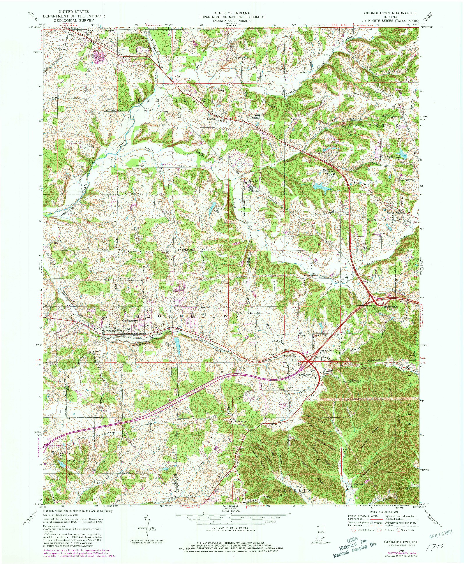 USGS 1:24000-SCALE QUADRANGLE FOR GEORGETOWN, IN 1966