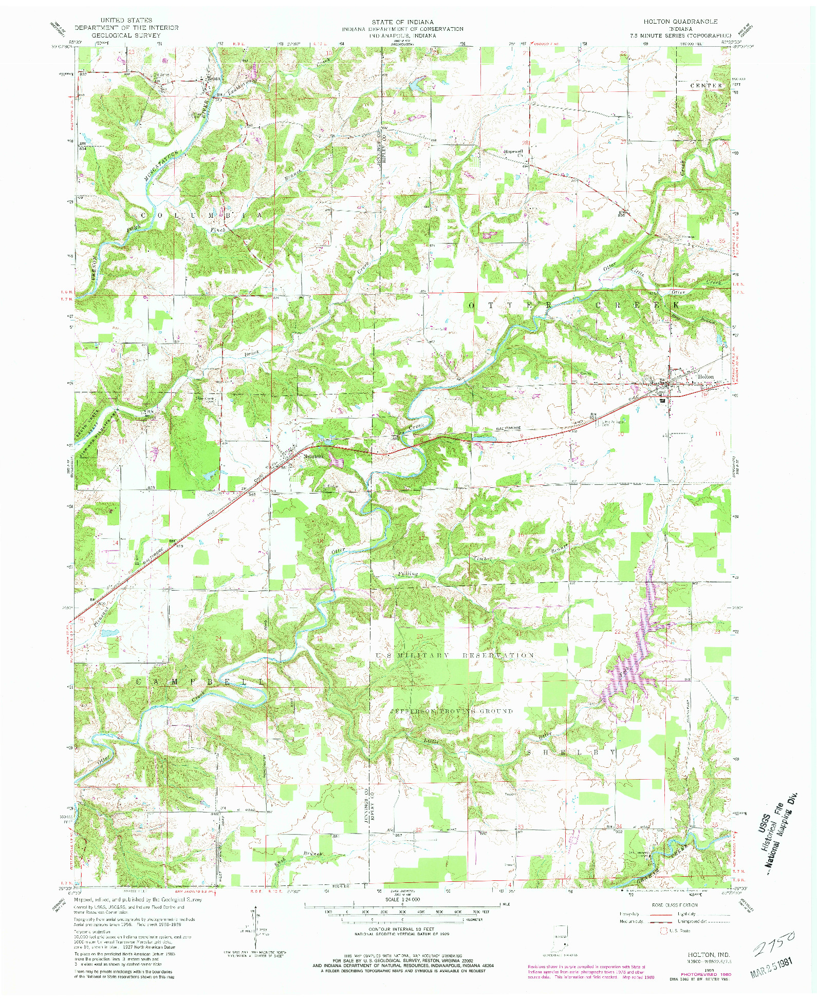 USGS 1:24000-SCALE QUADRANGLE FOR HOLTON, IN 1959