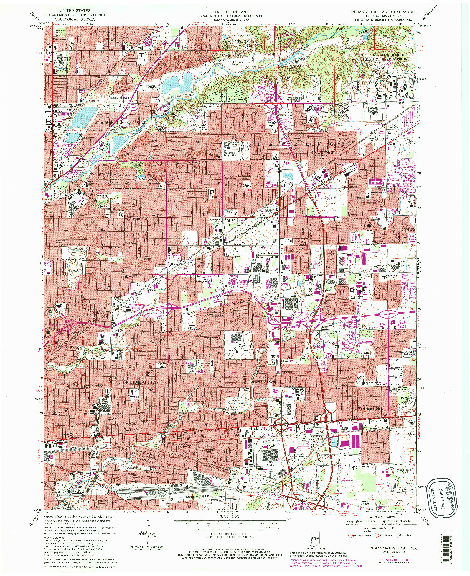 USGS 1:24000-SCALE QUADRANGLE FOR INDIANAPOLIS EAST, IN 1967