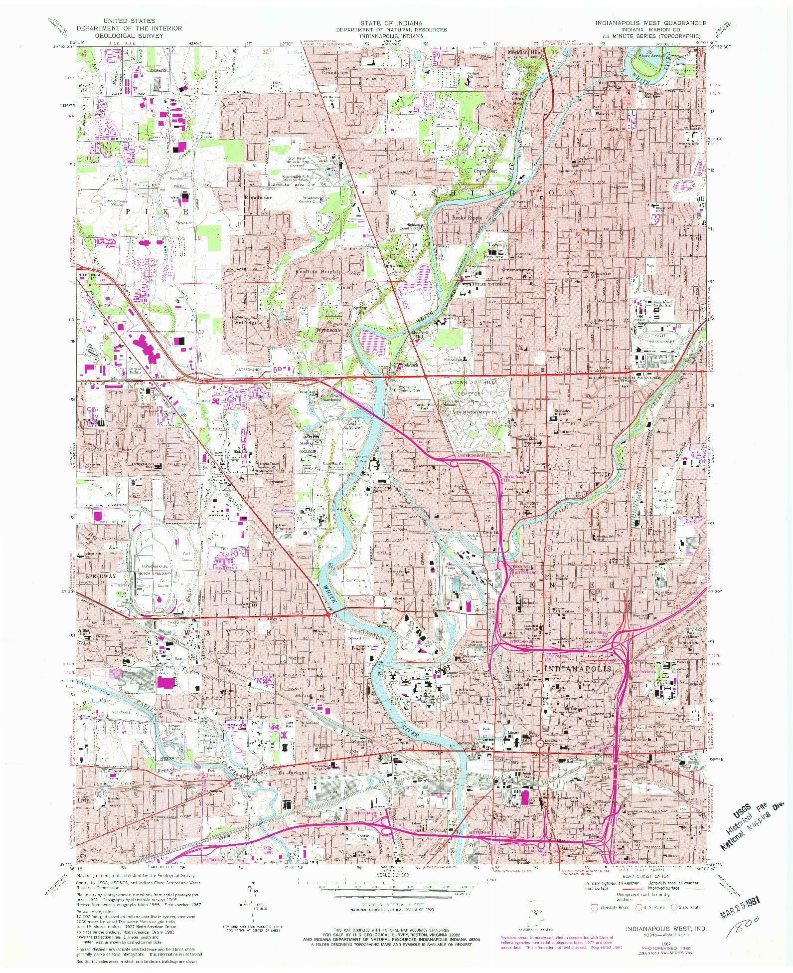 USGS 1:24000-SCALE QUADRANGLE FOR INDIANAPOLIS WEST, IN 1967