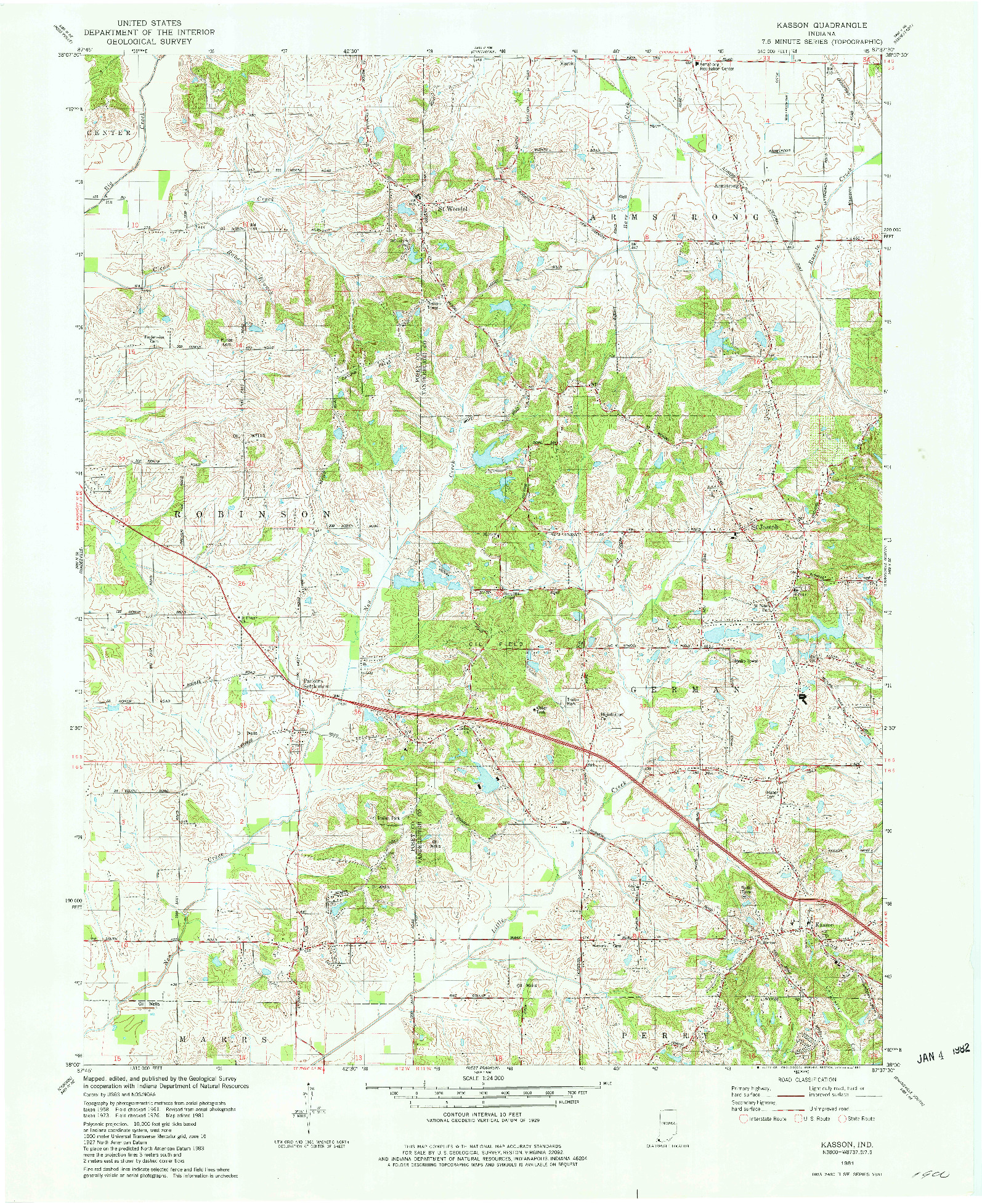 USGS 1:24000-SCALE QUADRANGLE FOR KASSON, IN 1981