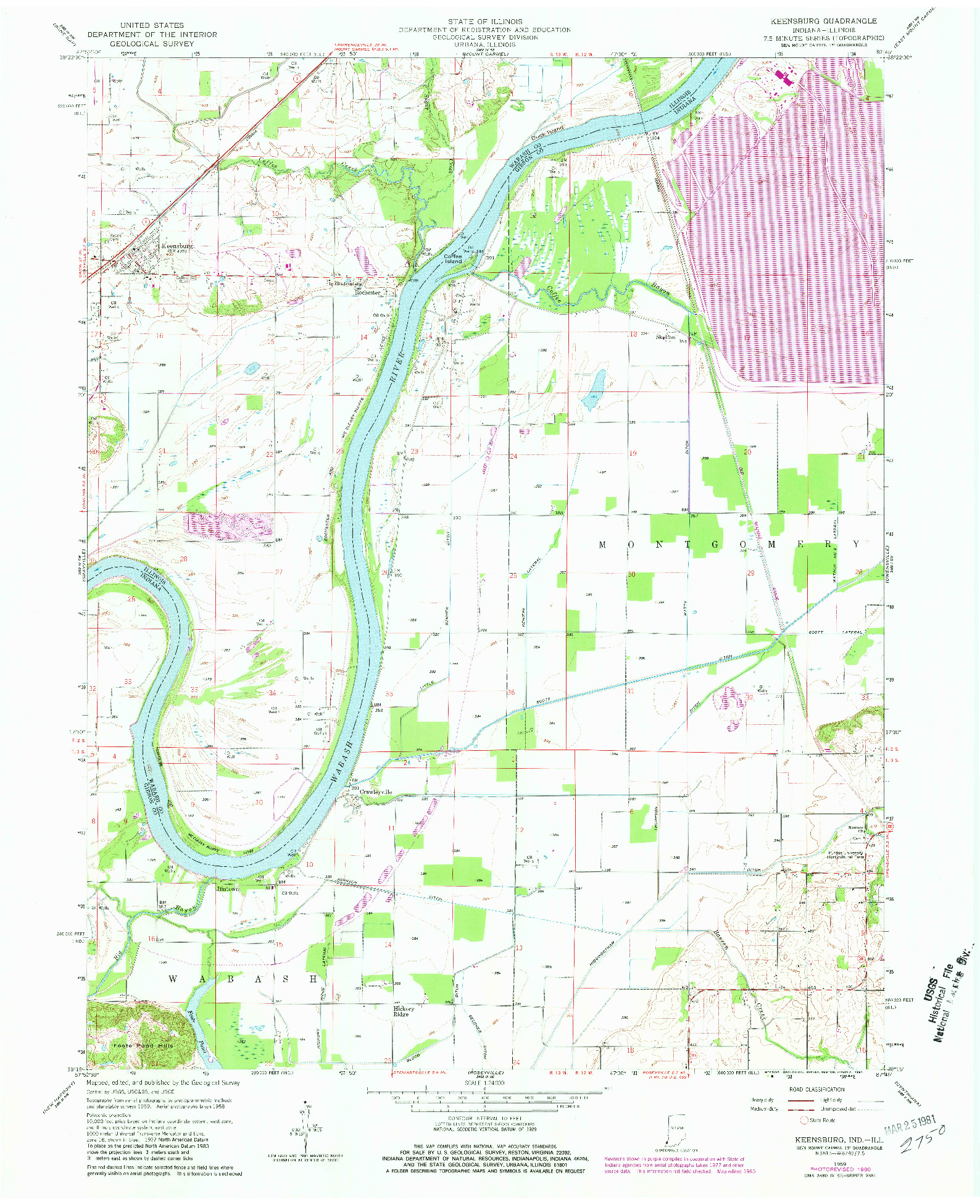 USGS 1:24000-SCALE QUADRANGLE FOR KEENSBURG, IN 1959