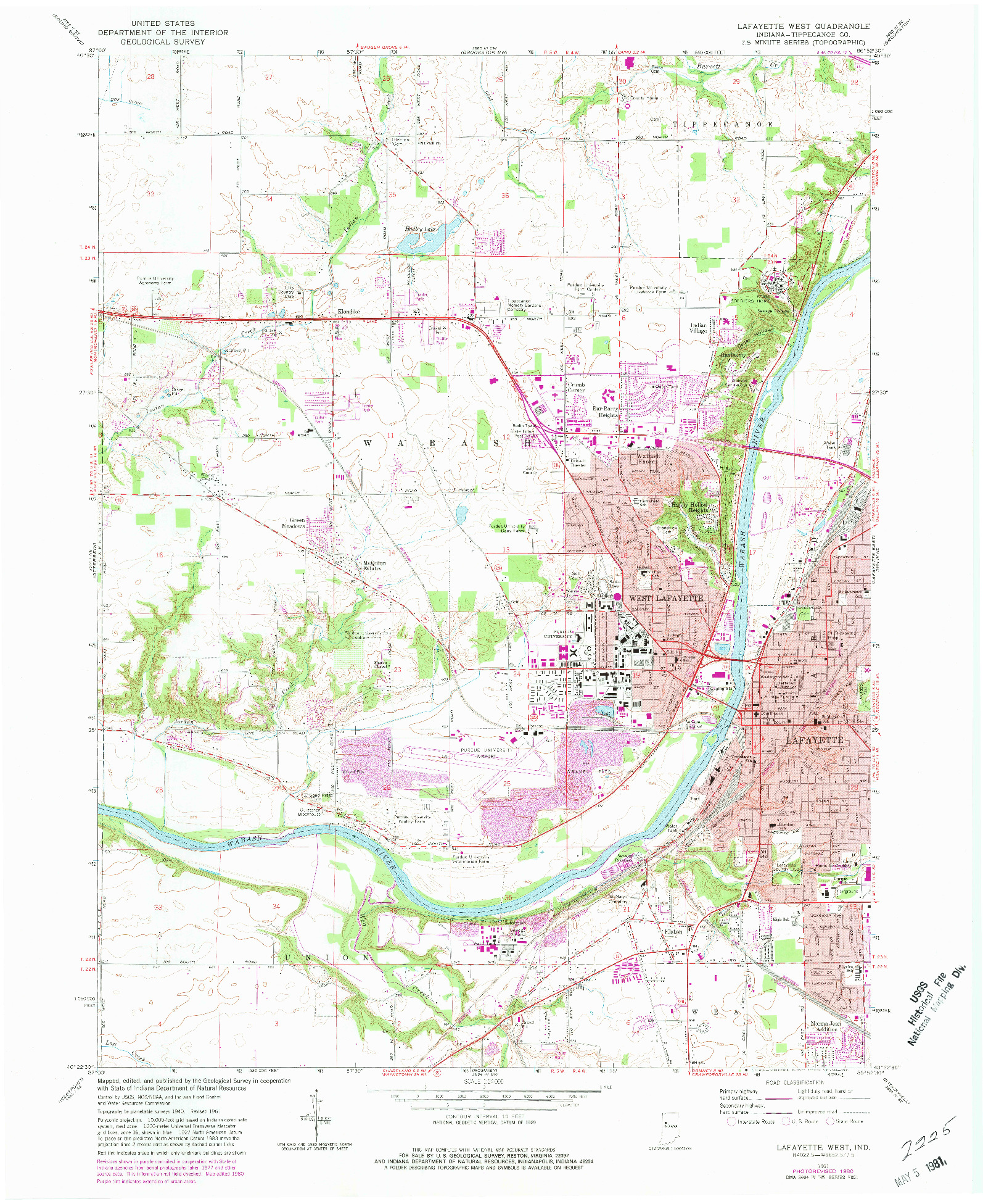 USGS 1:24000-SCALE QUADRANGLE FOR LAFAYETTE WEST, IN 1961