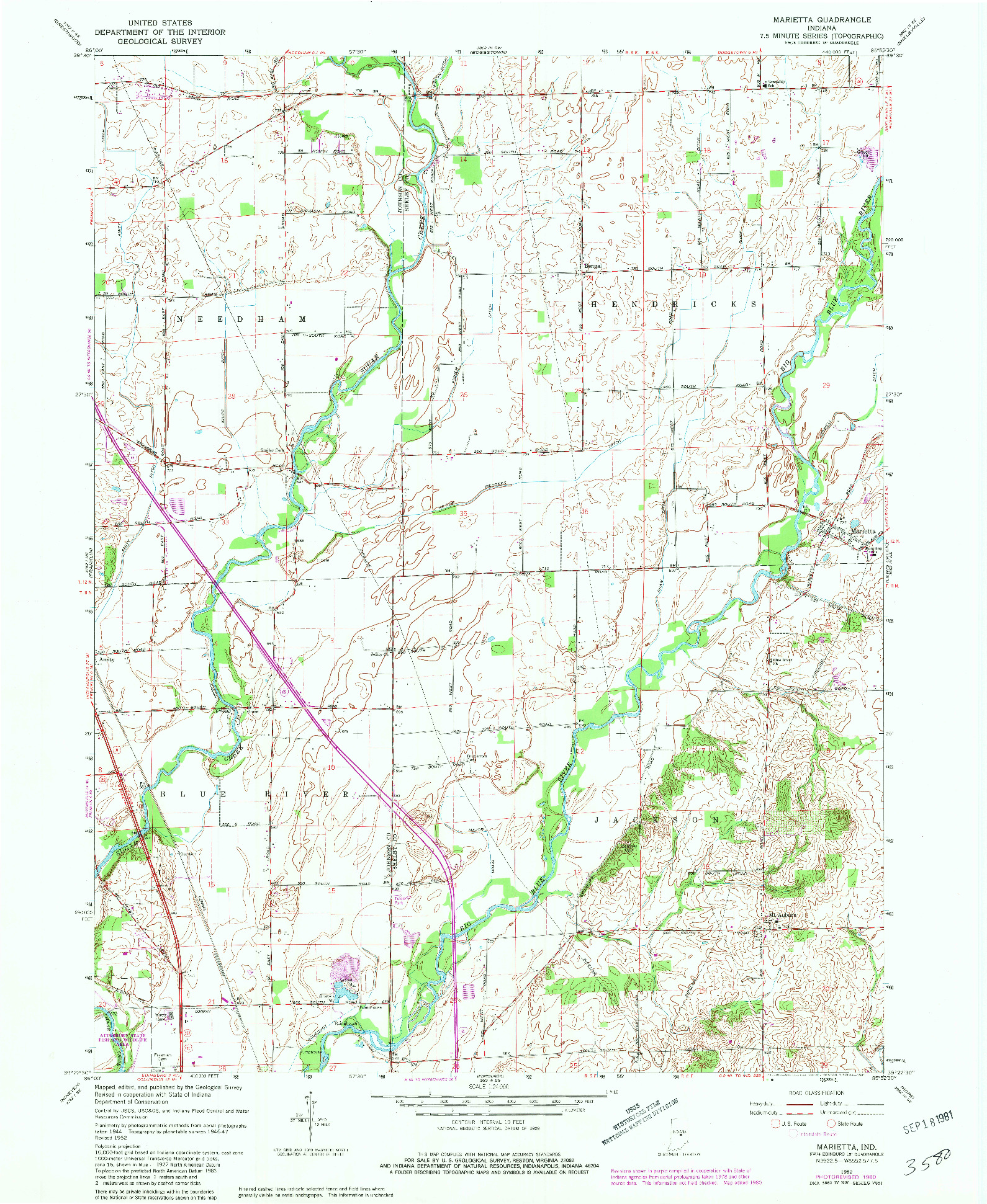 USGS 1:24000-SCALE QUADRANGLE FOR MARIETTA, IN 1962