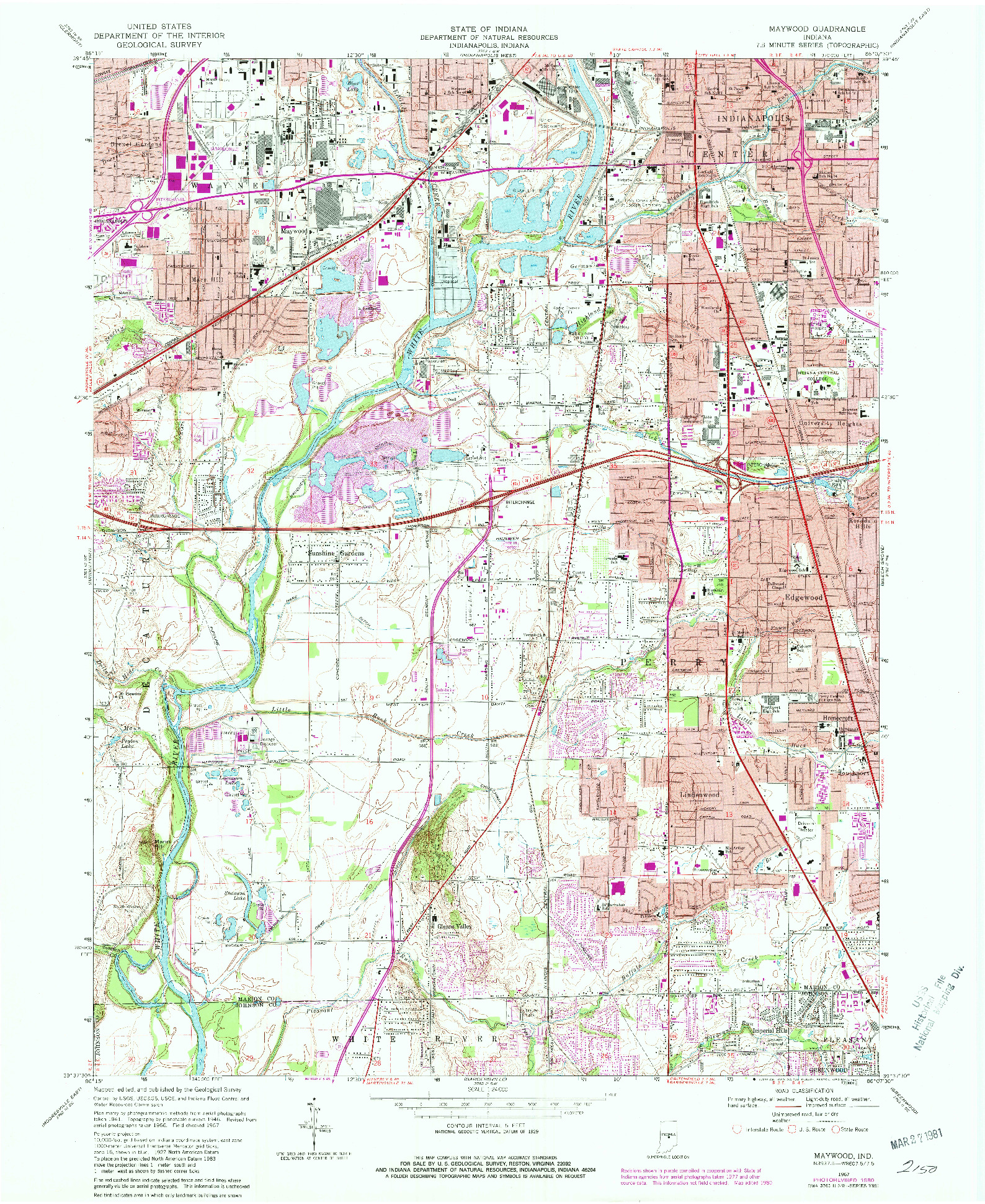 USGS 1:24000-SCALE QUADRANGLE FOR MAYWOOD, IN 1967