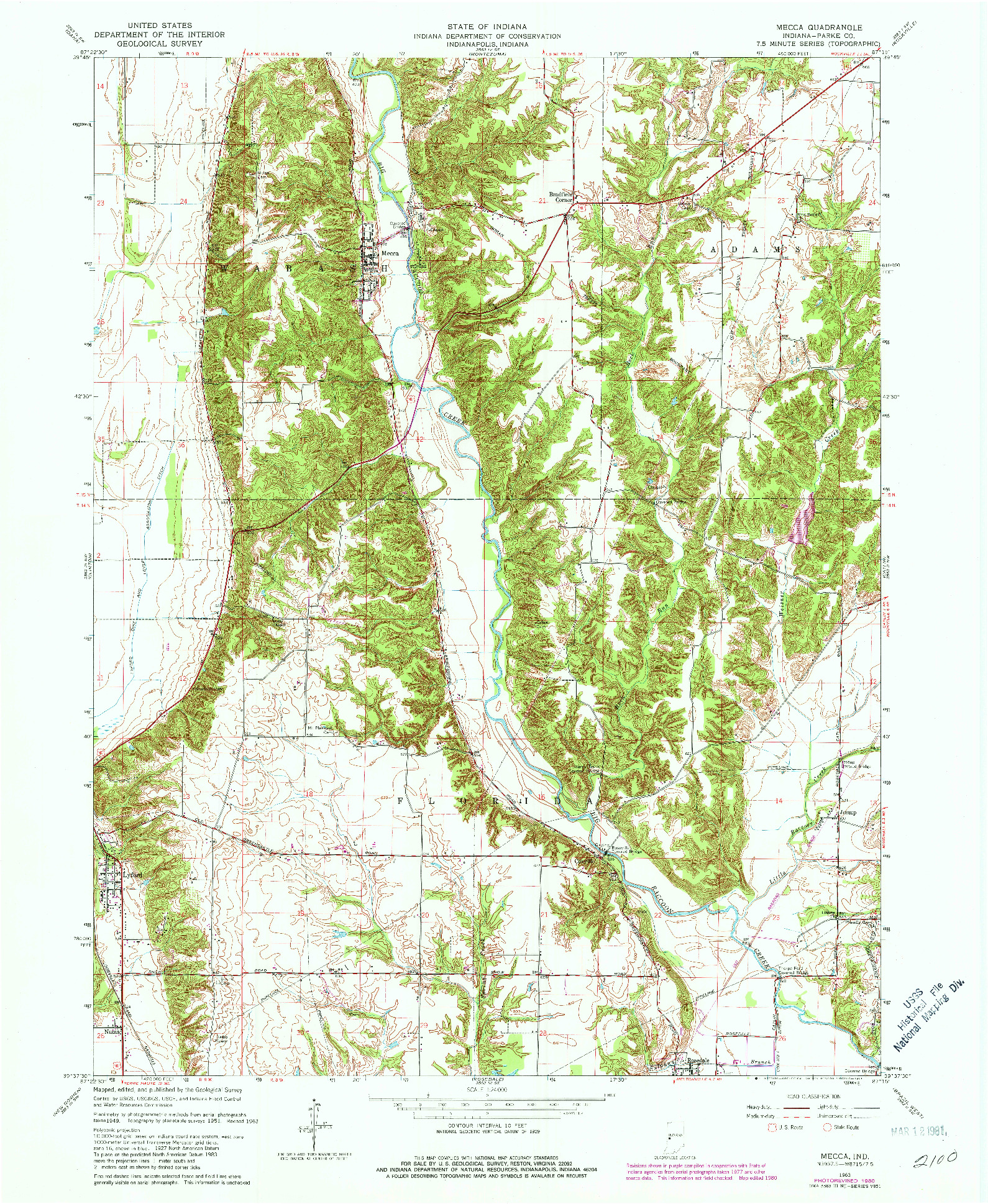 USGS 1:24000-SCALE QUADRANGLE FOR MECCA, IN 1963