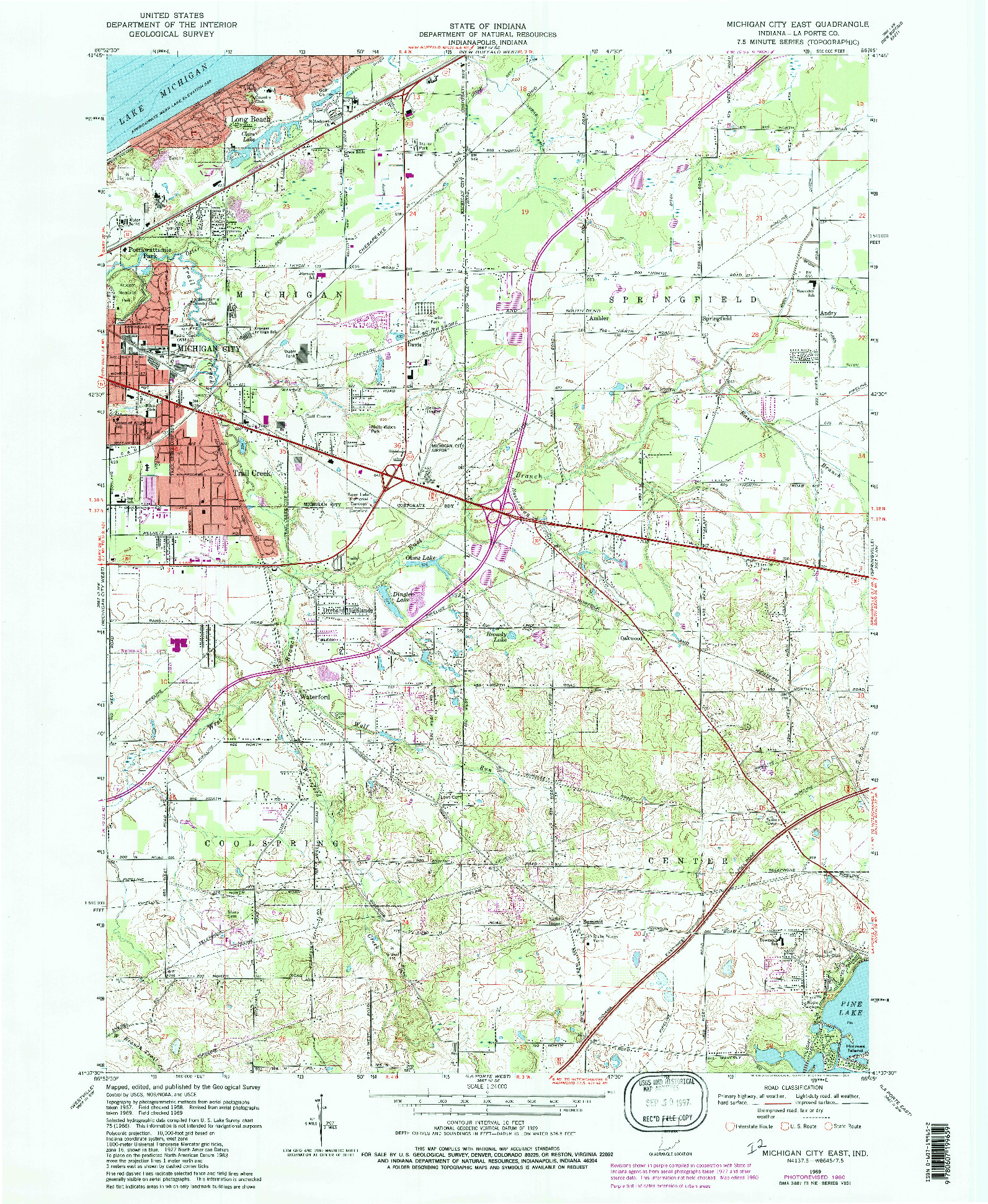 USGS 1:24000-SCALE QUADRANGLE FOR MICHIGAN CITY EAST, IN 1969