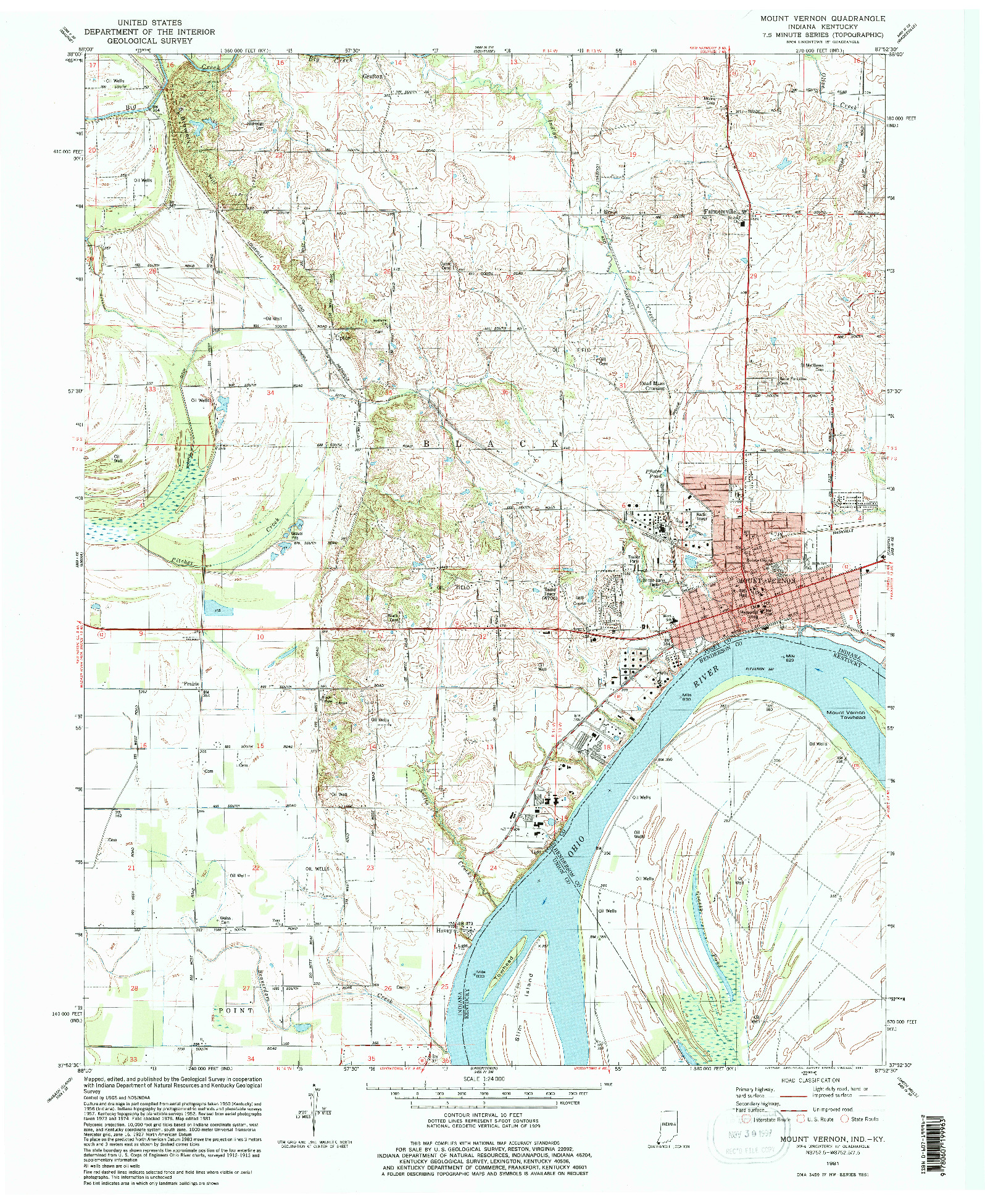 USGS 1:24000-SCALE QUADRANGLE FOR MOUNT VERNON, IN 1981