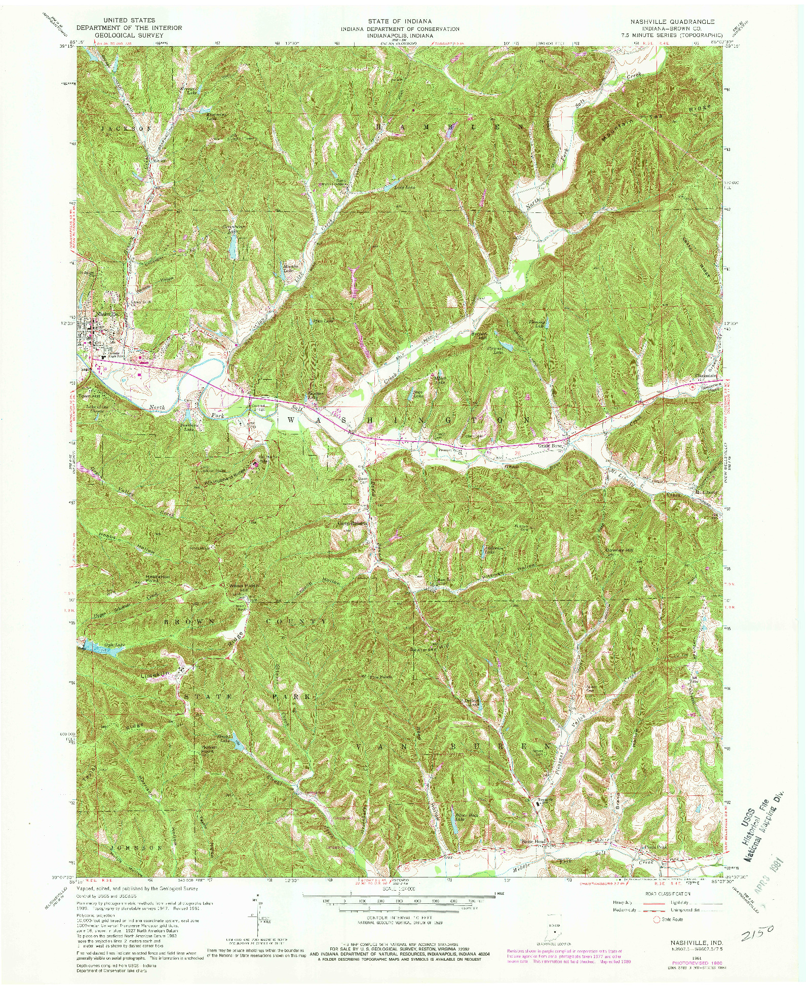 USGS 1:24000-SCALE QUADRANGLE FOR NASHVILLE, IN 1961