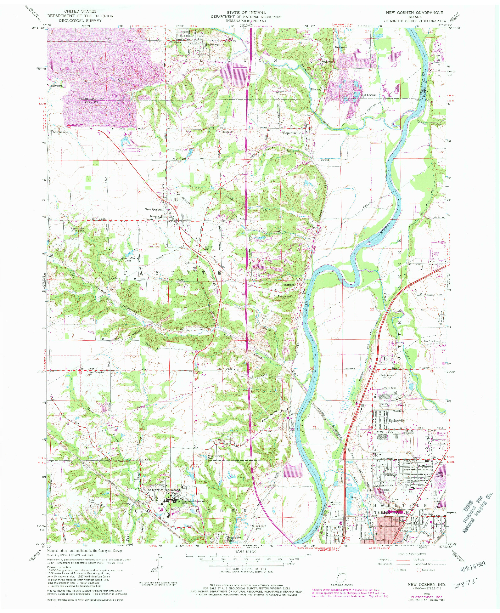 USGS 1:24000-SCALE QUADRANGLE FOR NEW GOSHEN, IN 1963