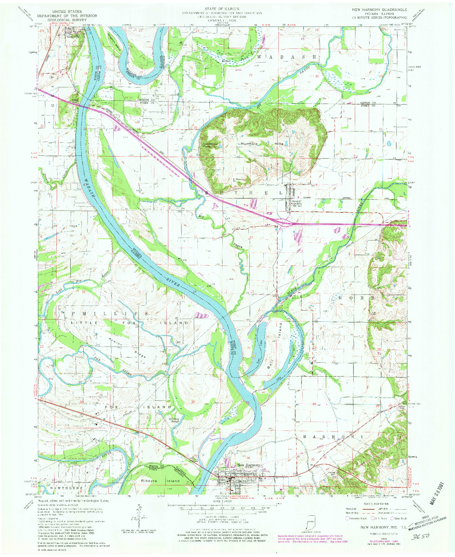 USGS 1:24000-SCALE QUADRANGLE FOR NEW HARMONY, IN 1959