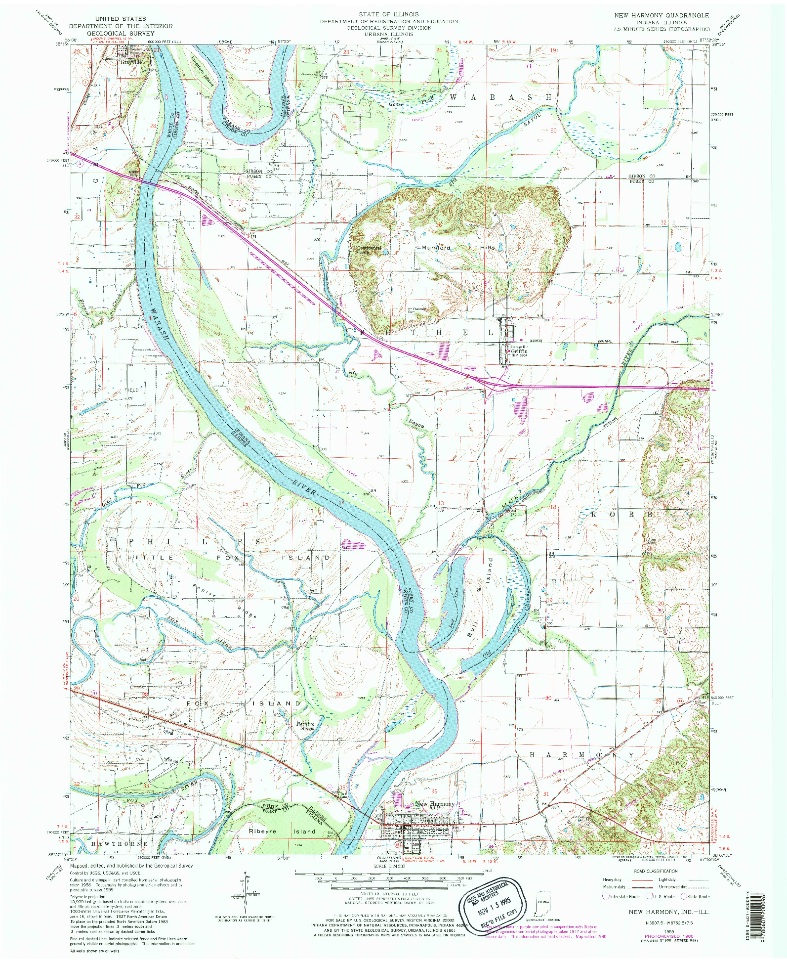 USGS 1:24000-SCALE QUADRANGLE FOR NEW HARMONY, IN 1959