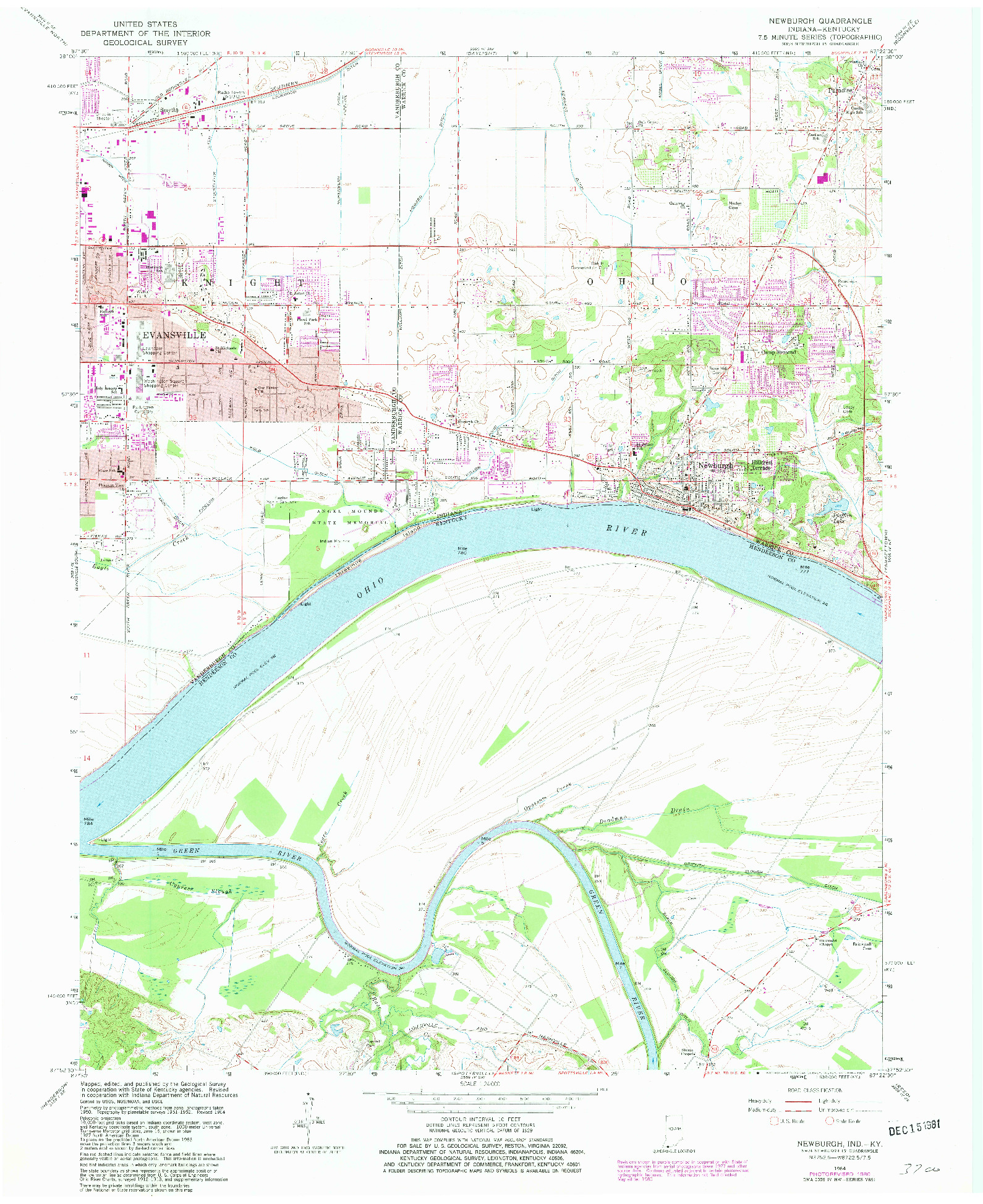 USGS 1:24000-SCALE QUADRANGLE FOR NEWBURGH, IN 1964