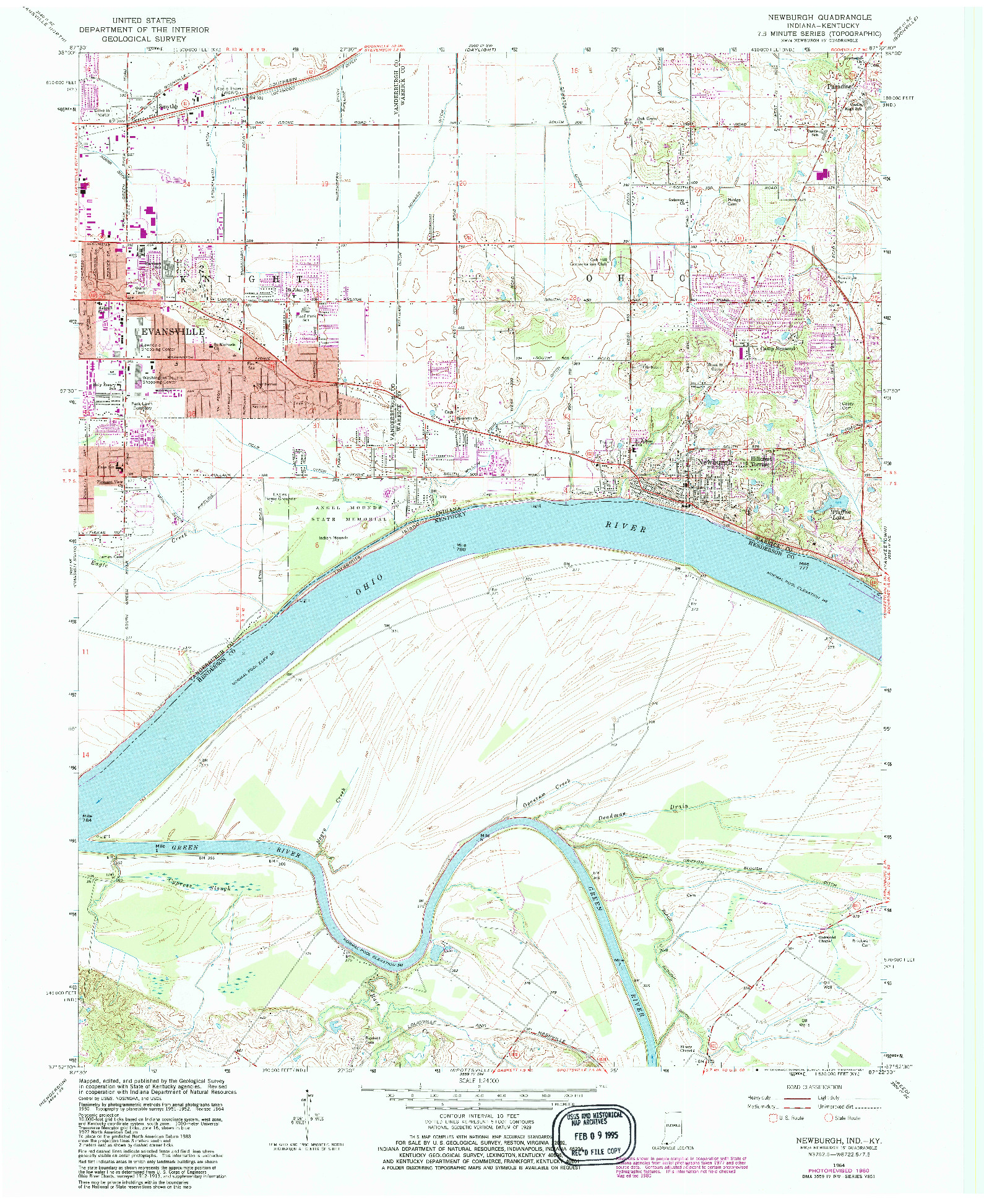 USGS 1:24000-SCALE QUADRANGLE FOR NEWBURGH, IN 1964