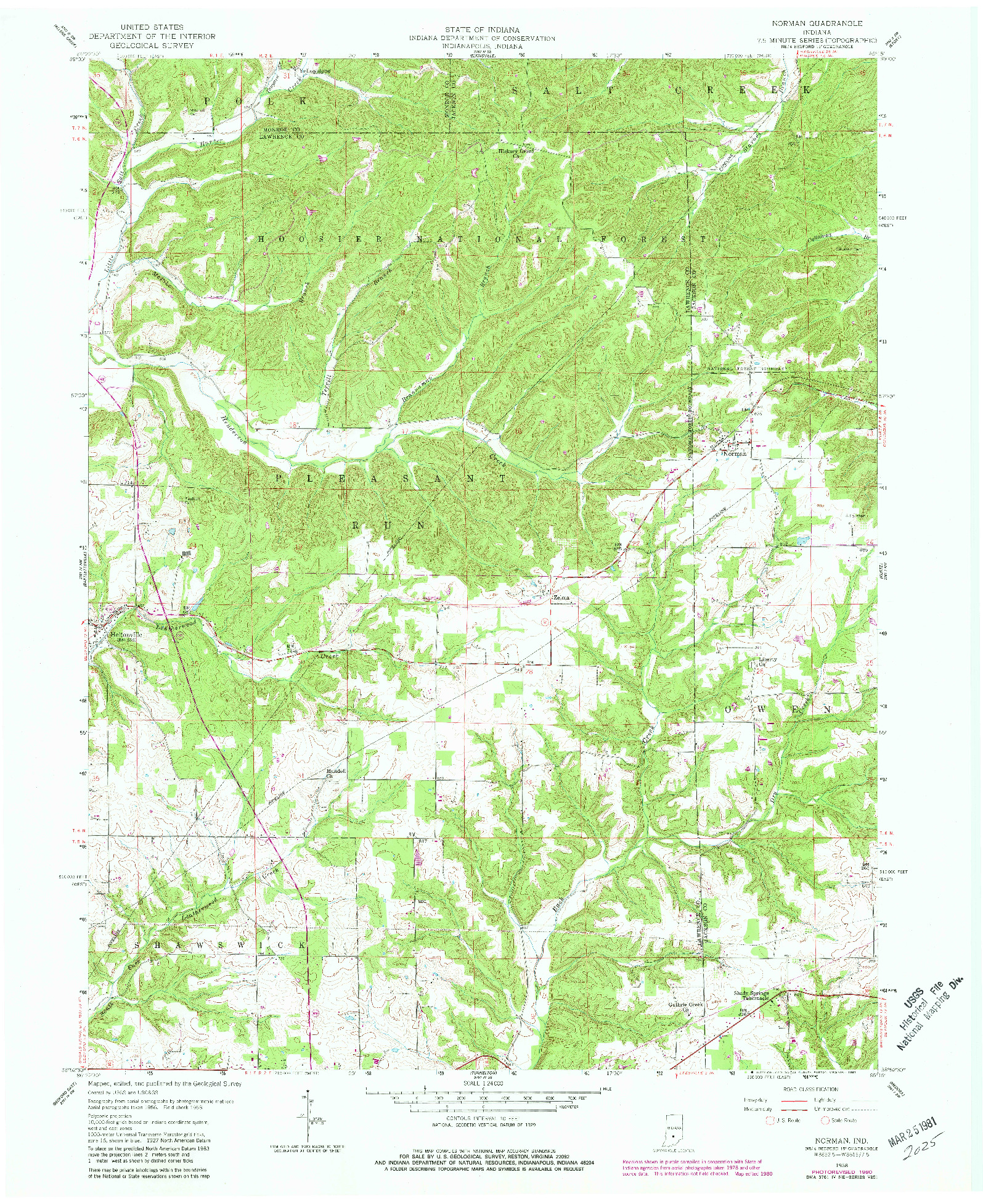 USGS 1:24000-SCALE QUADRANGLE FOR NORMAN, IN 1958